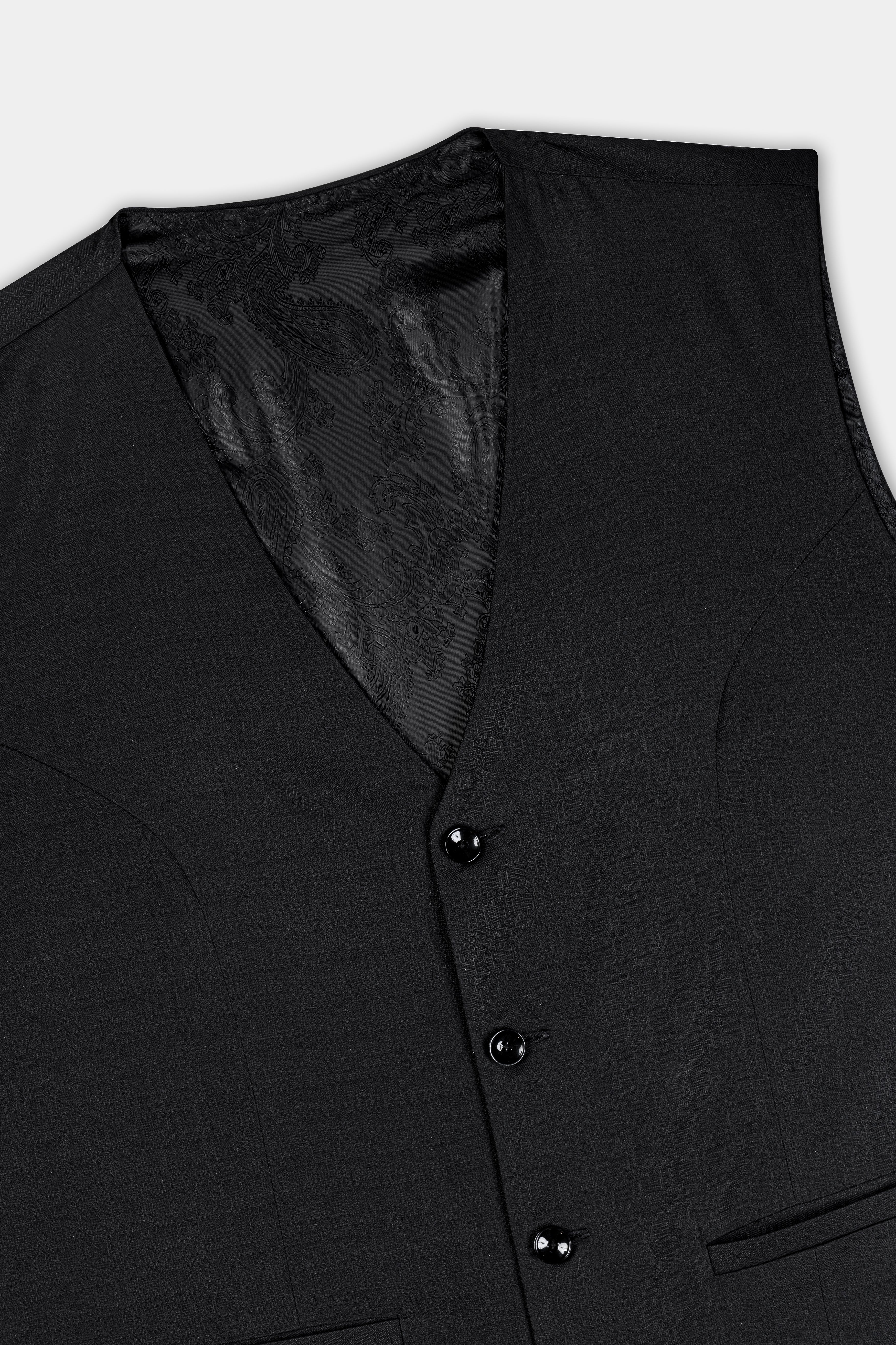 Jade Black Wool Rich Double Breasted Suit