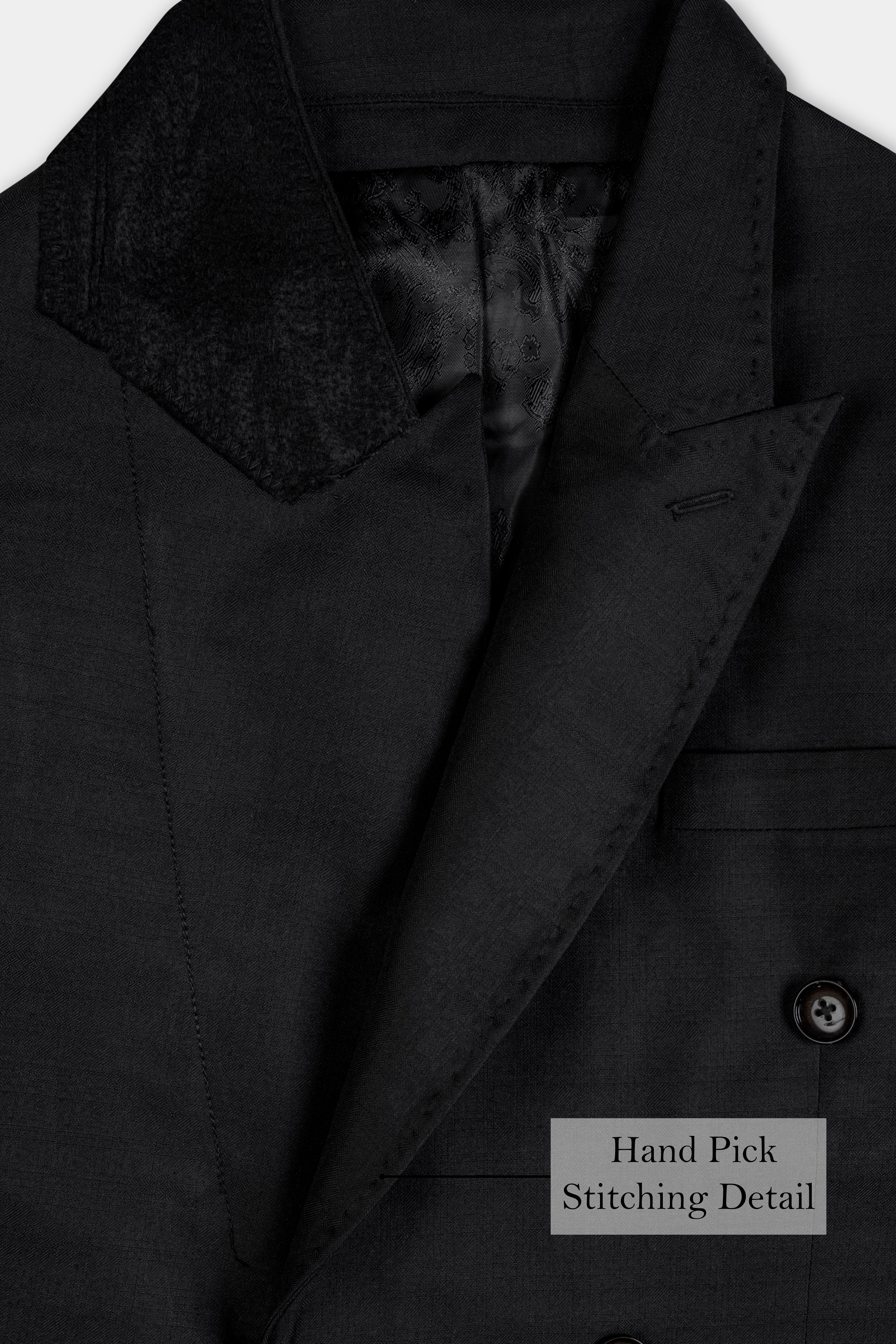 Jade Black Wool Rich Double Breasted Suit