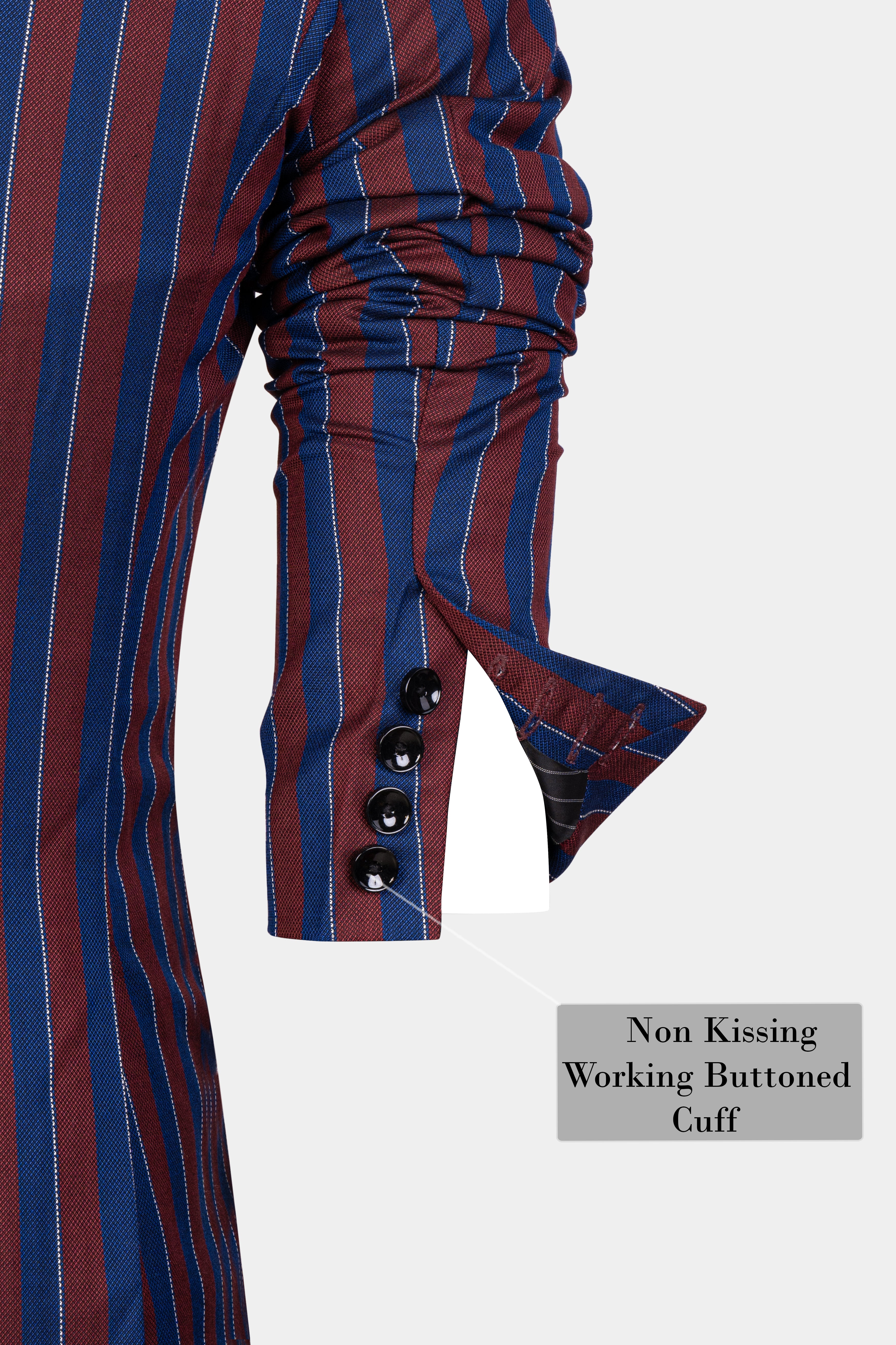 Espresso Red and Downriver Blue Striped Wool Rich Suit