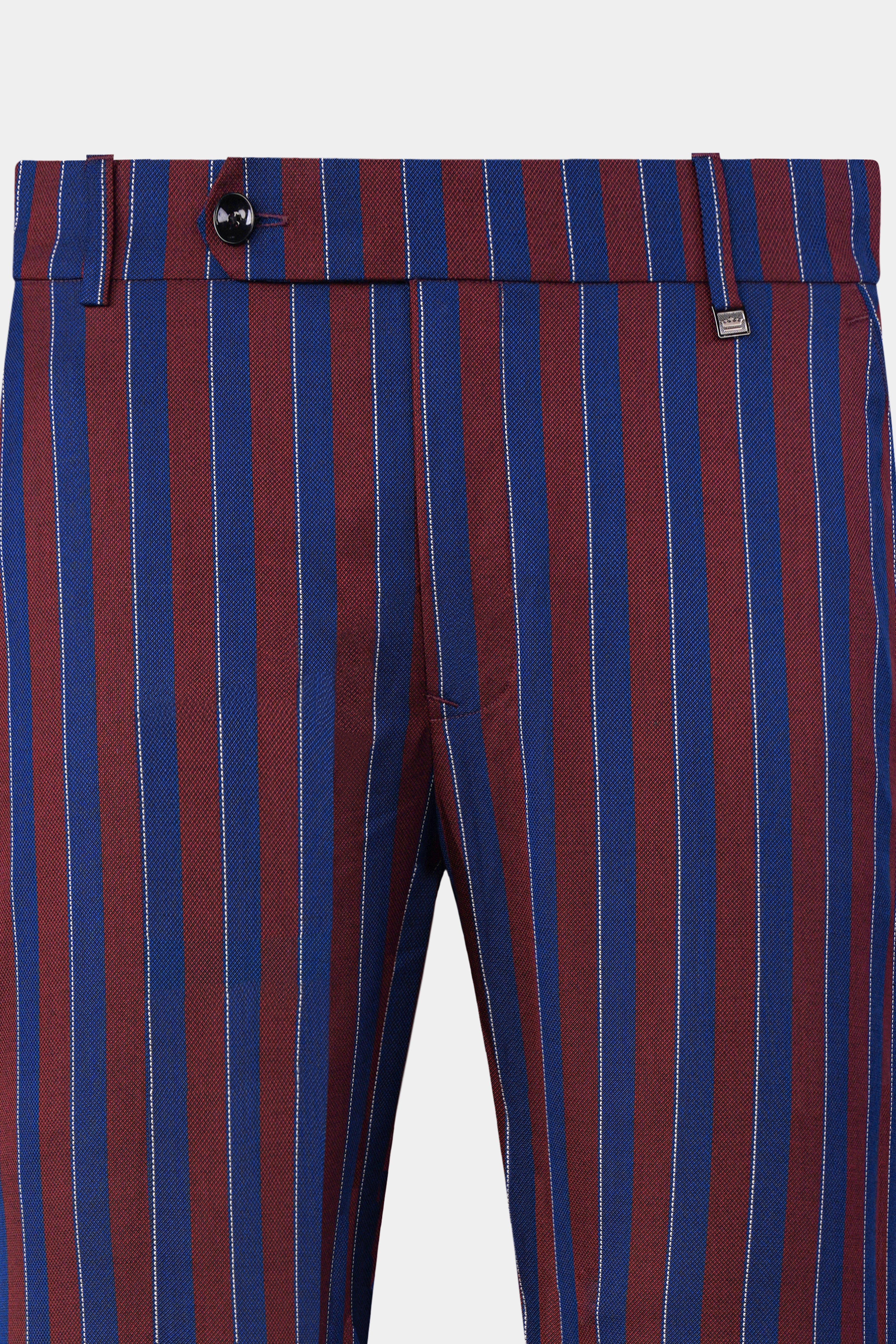 Espresso Red and Downriver Blue Striped Wool Rich Suit