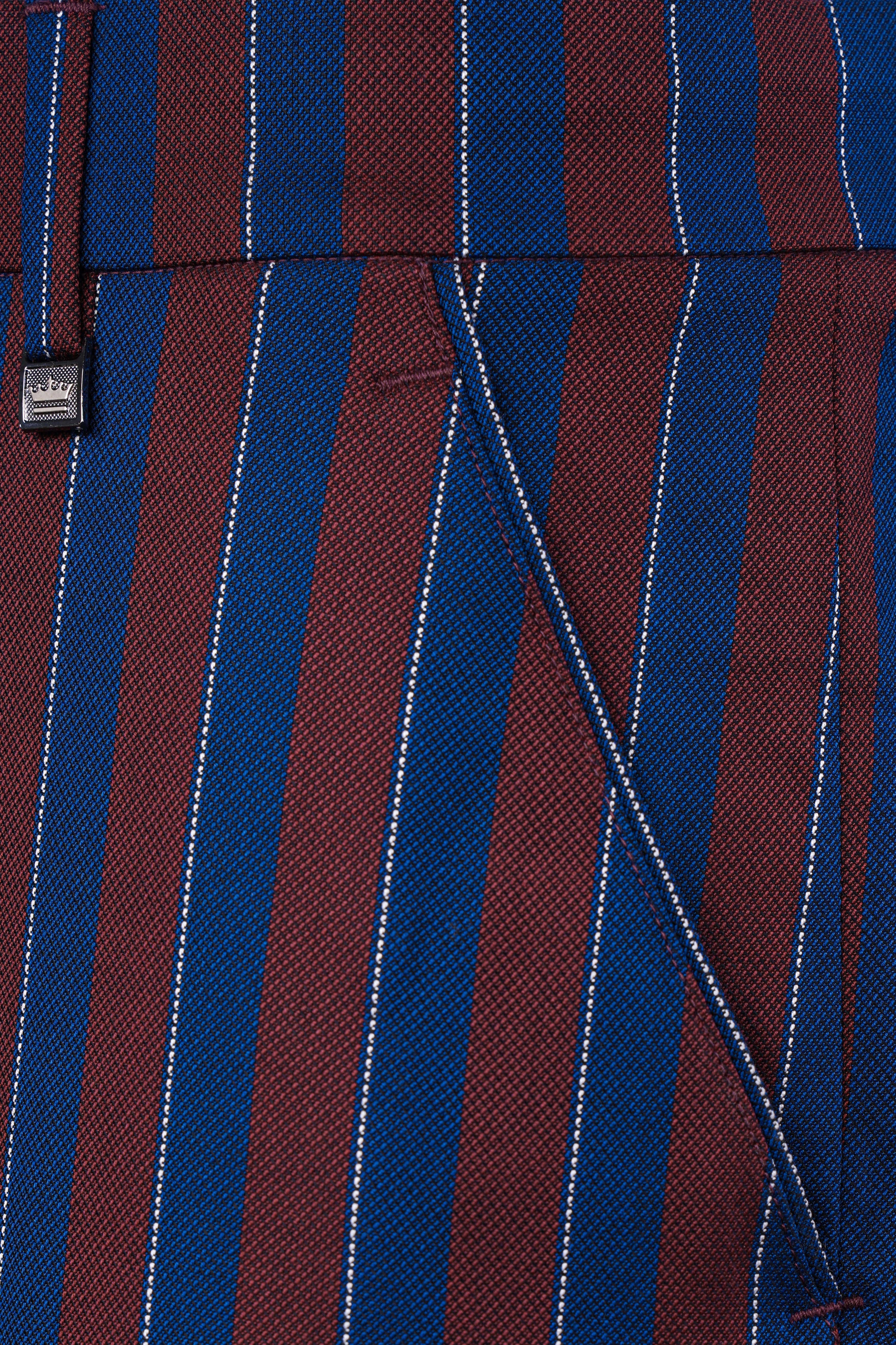 Espresso Red and Downriver Blue Striped Wool Rich Suit