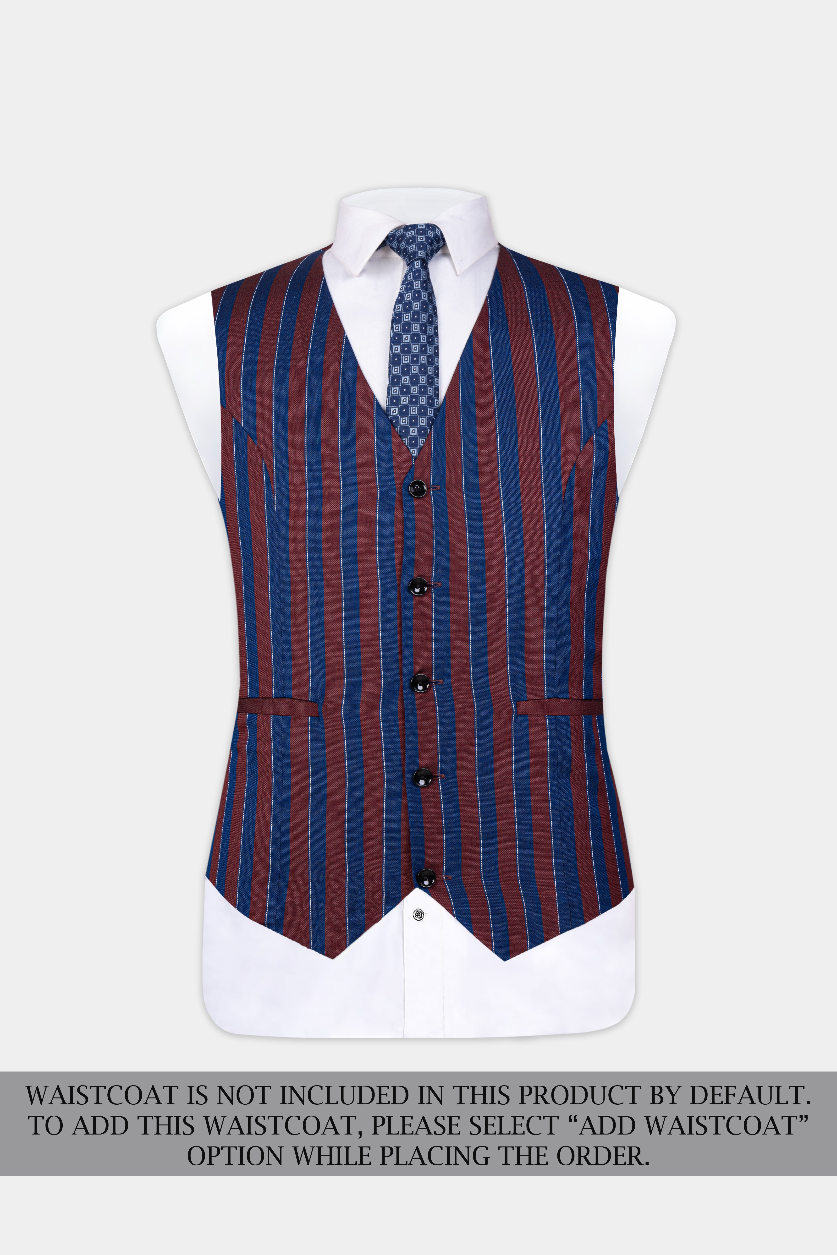 Espresso Red and Downriver Blue Striped Wool Rich Suit