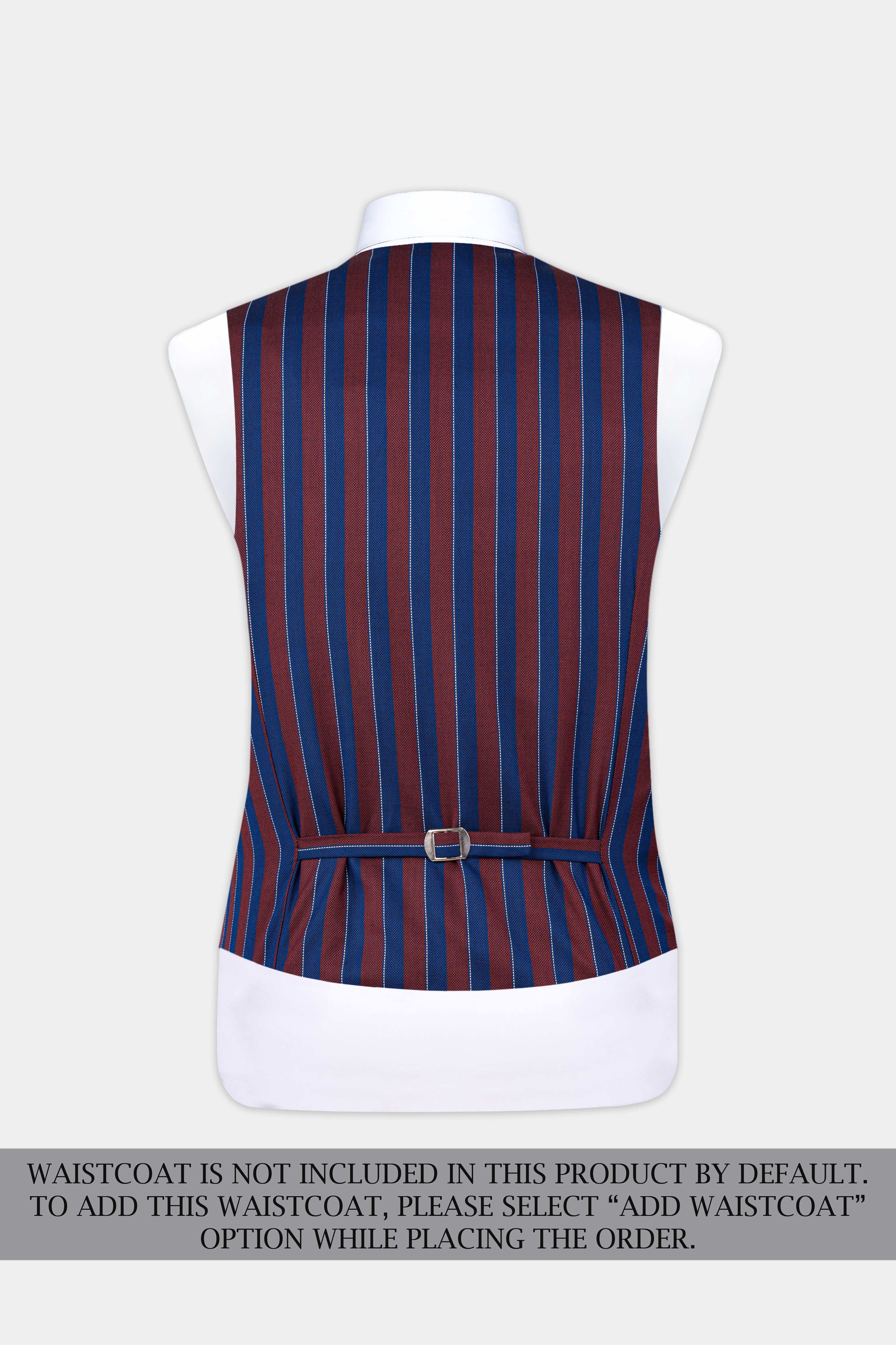 Espresso Red and Downriver Blue Striped Wool Rich Suit