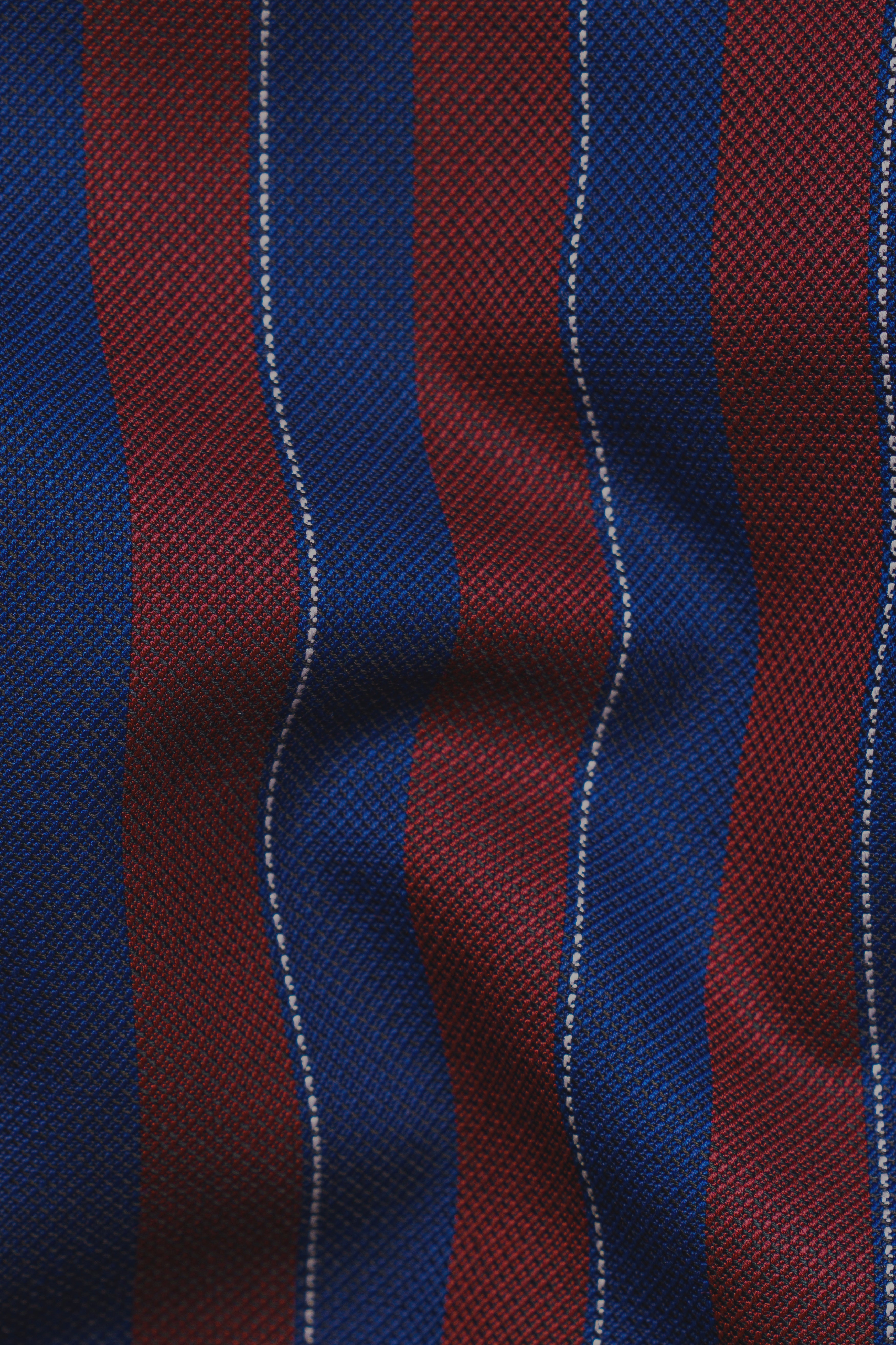 Espresso Red and Downriver Blue Striped Wool Rich Suit