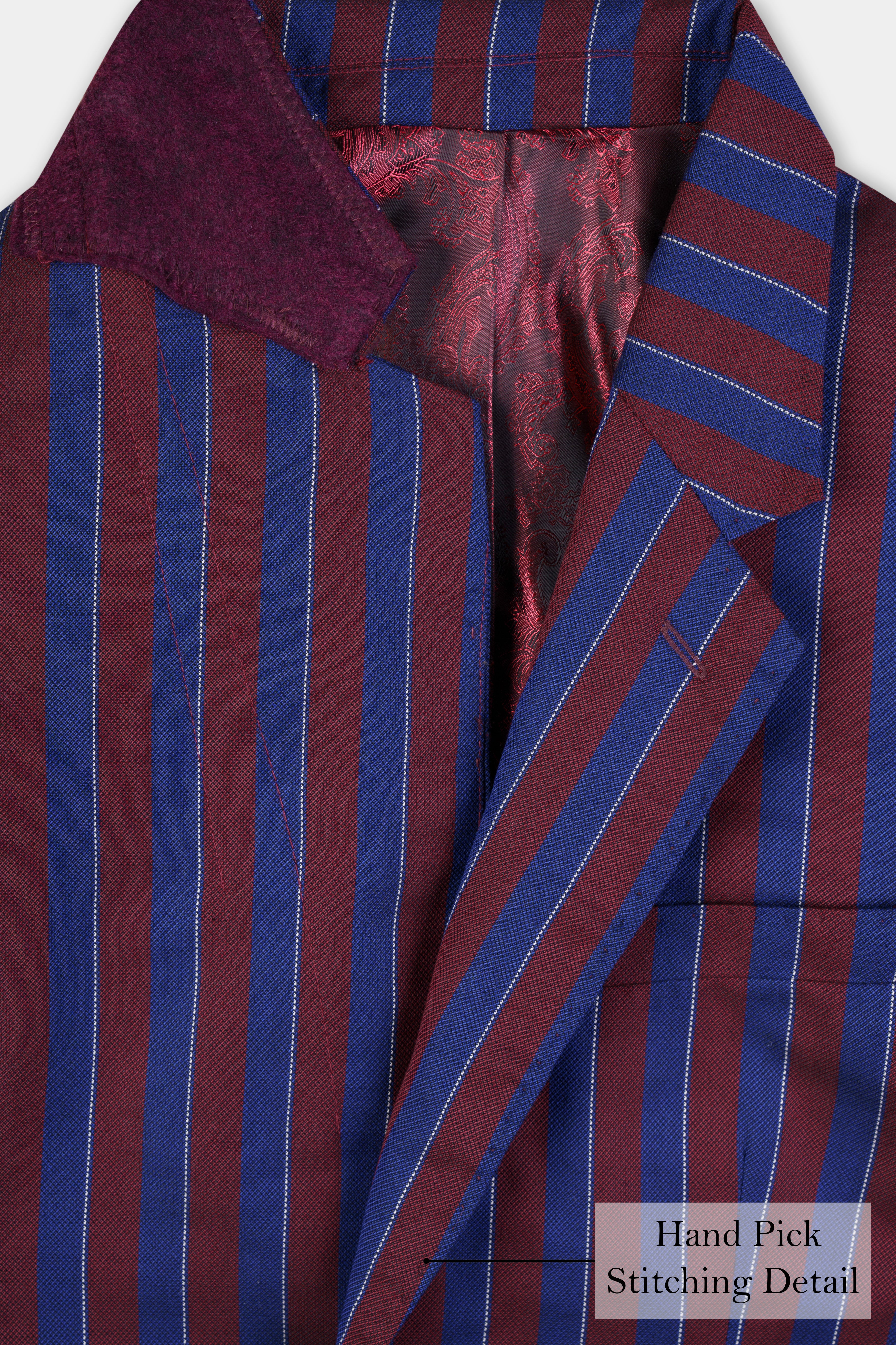 Espresso Red and Downriver Blue Striped Wool Rich Suit