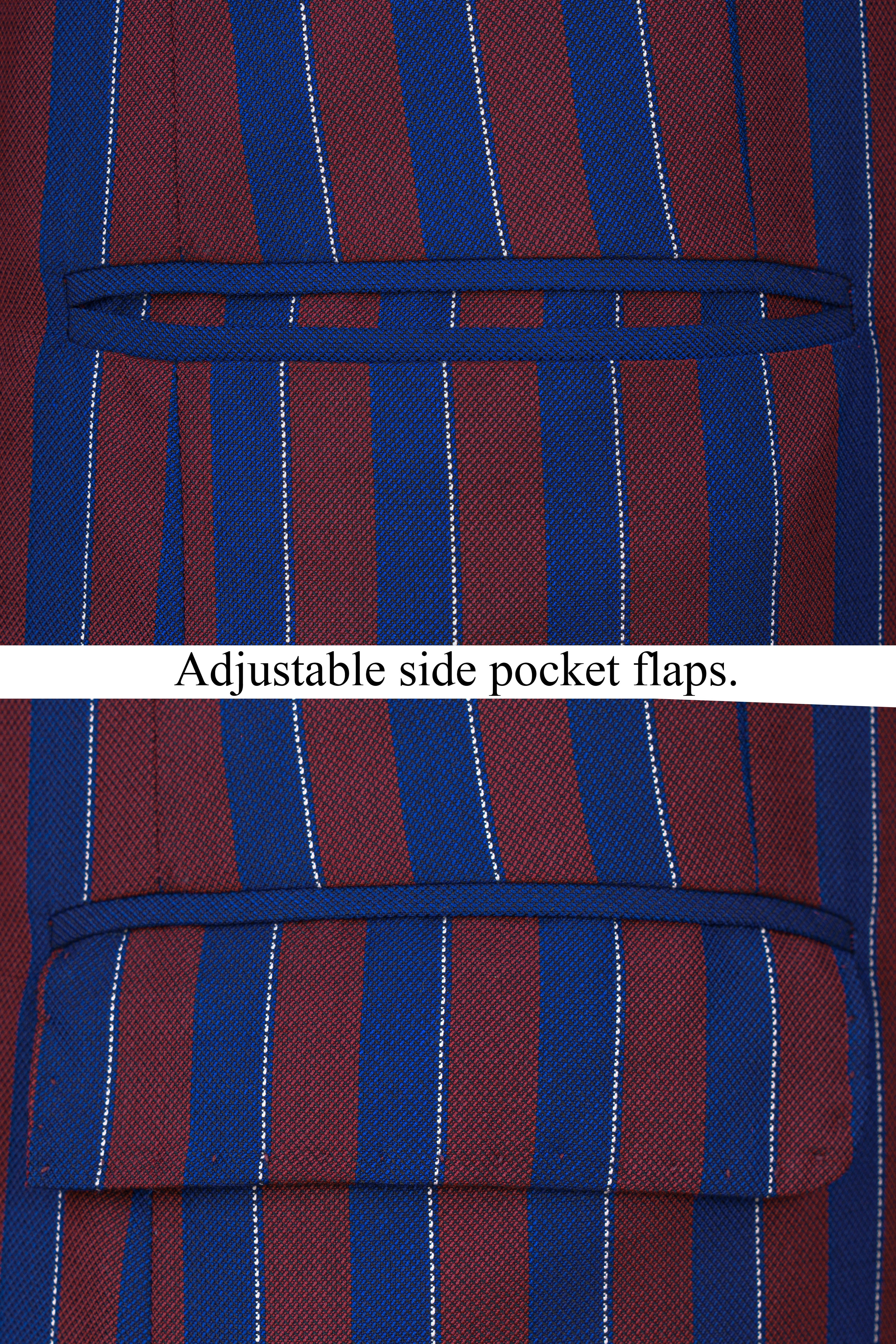 Espresso Red and Downriver Blue Striped Wool Rich Suit