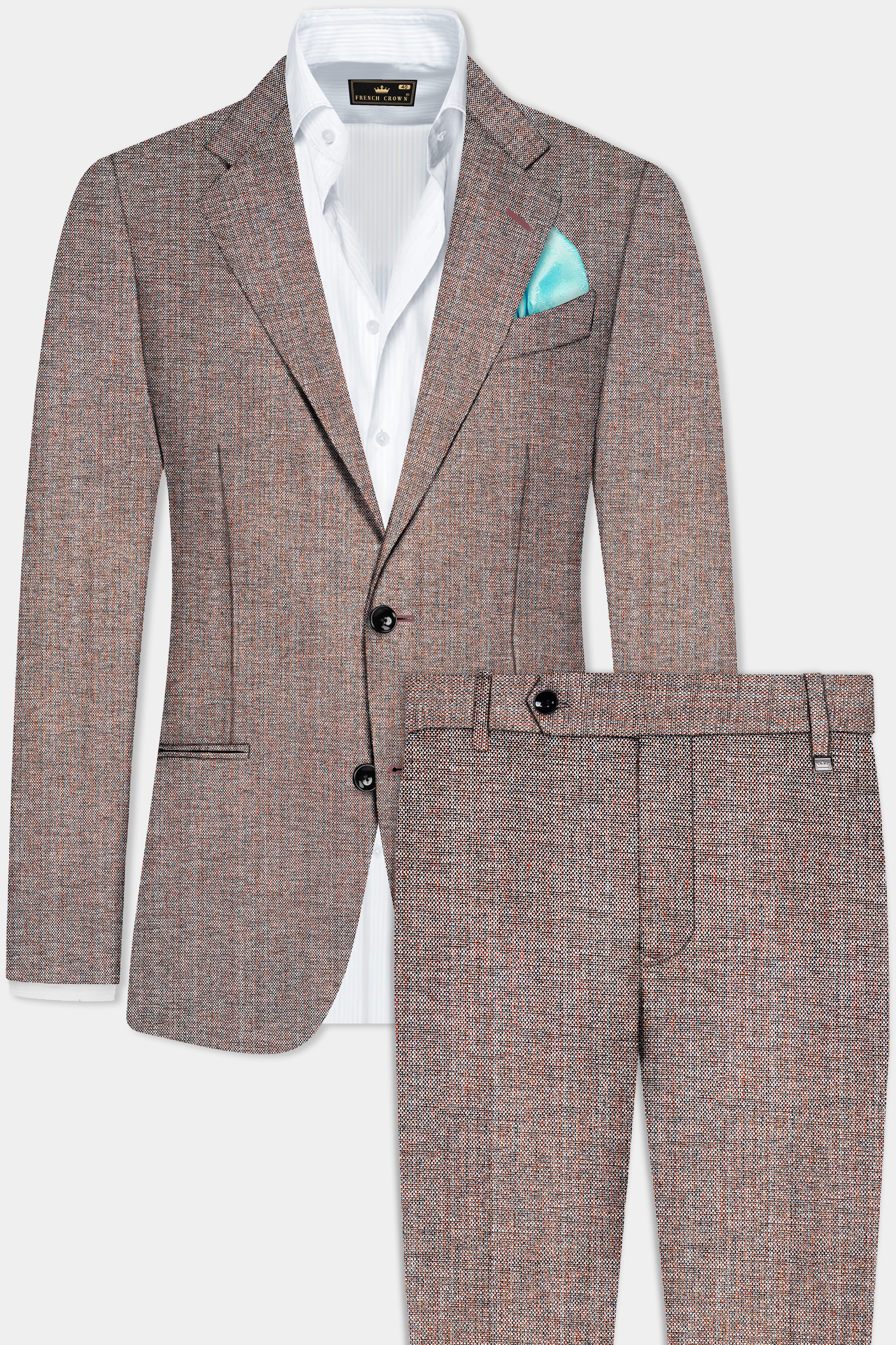 Ferra Brown Single Breasted Designer Suit