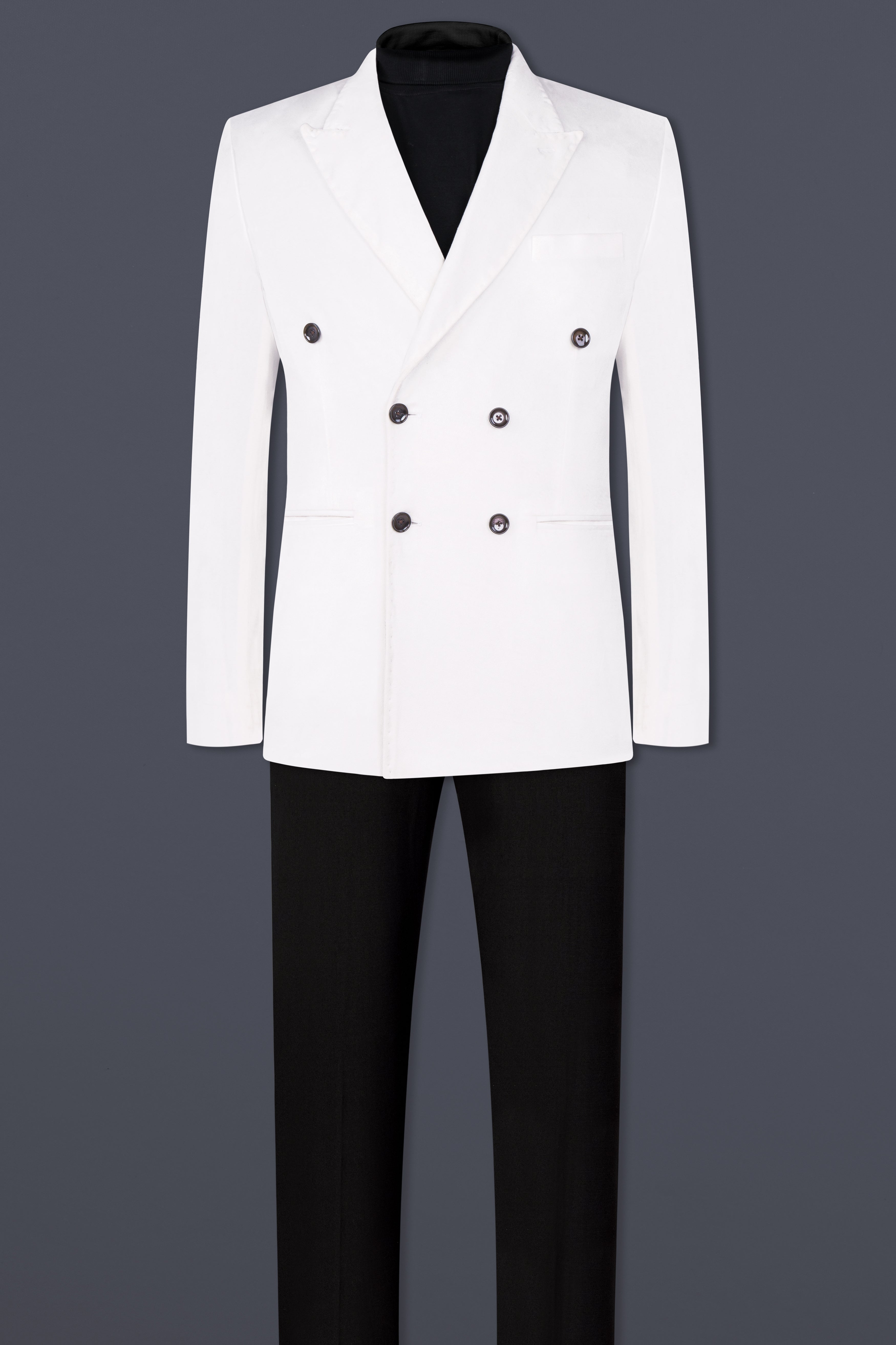 Bright White Double Breasted Velvet Suit