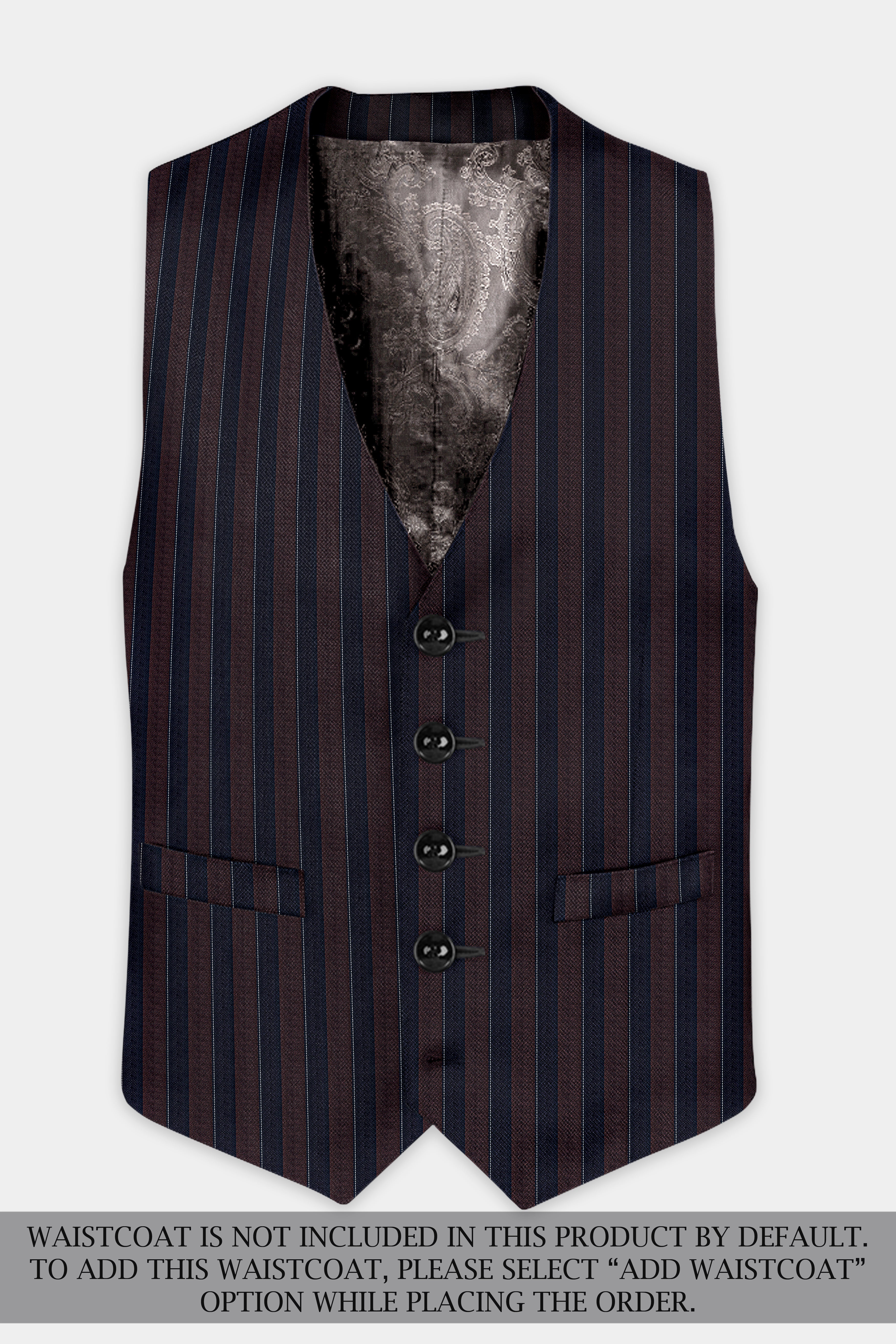 Bistre Brown and Admiral Blue Striped Wool Rich Double Breasted Suit