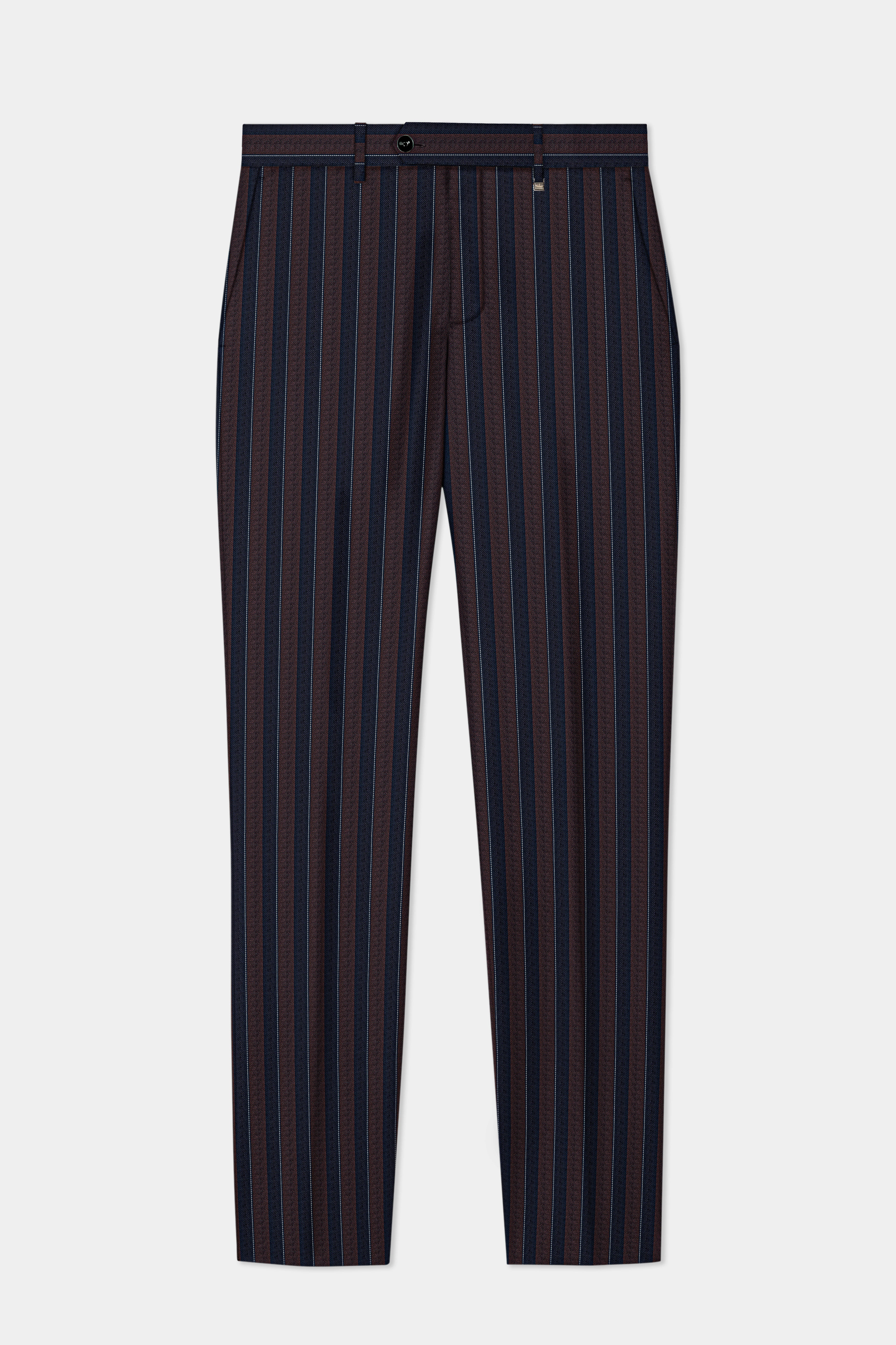 Bistre Brown and Admiral Blue Striped Wool Rich Suit