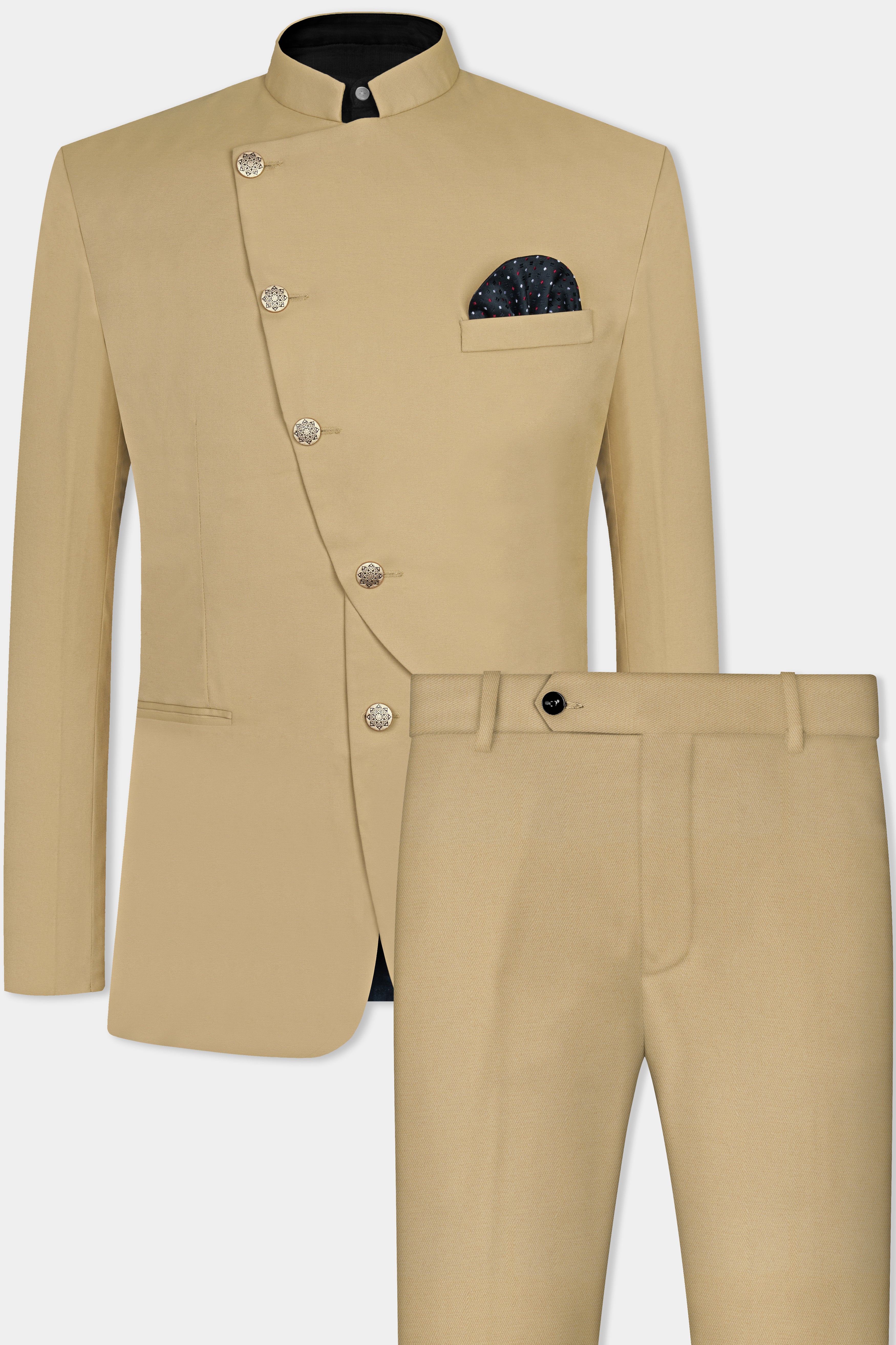 Shadow Brown Cross Placket Premium Cotton Designer Suits
