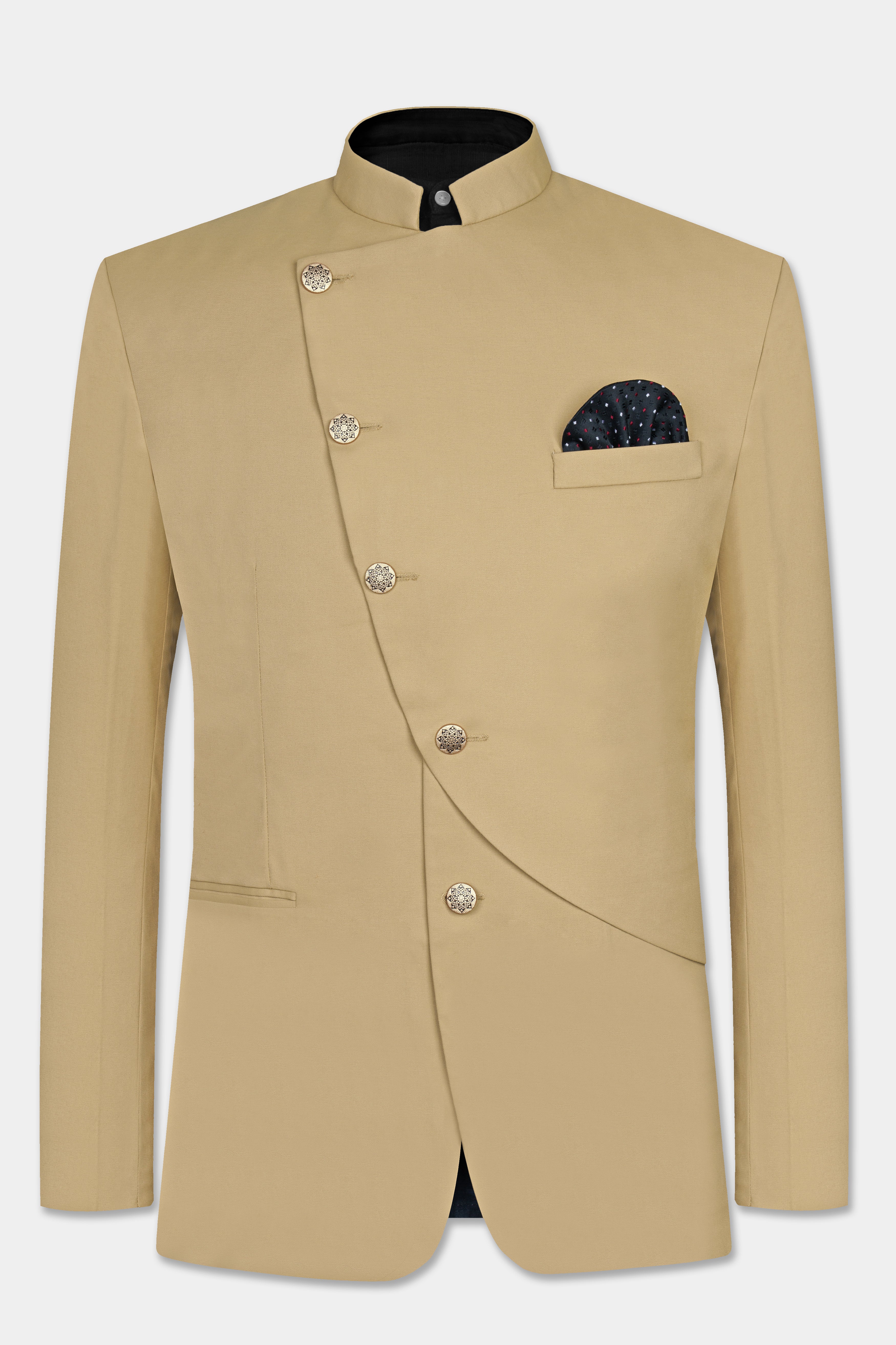 Shadow Brown Cross Placket Premium Cotton Designer Suits