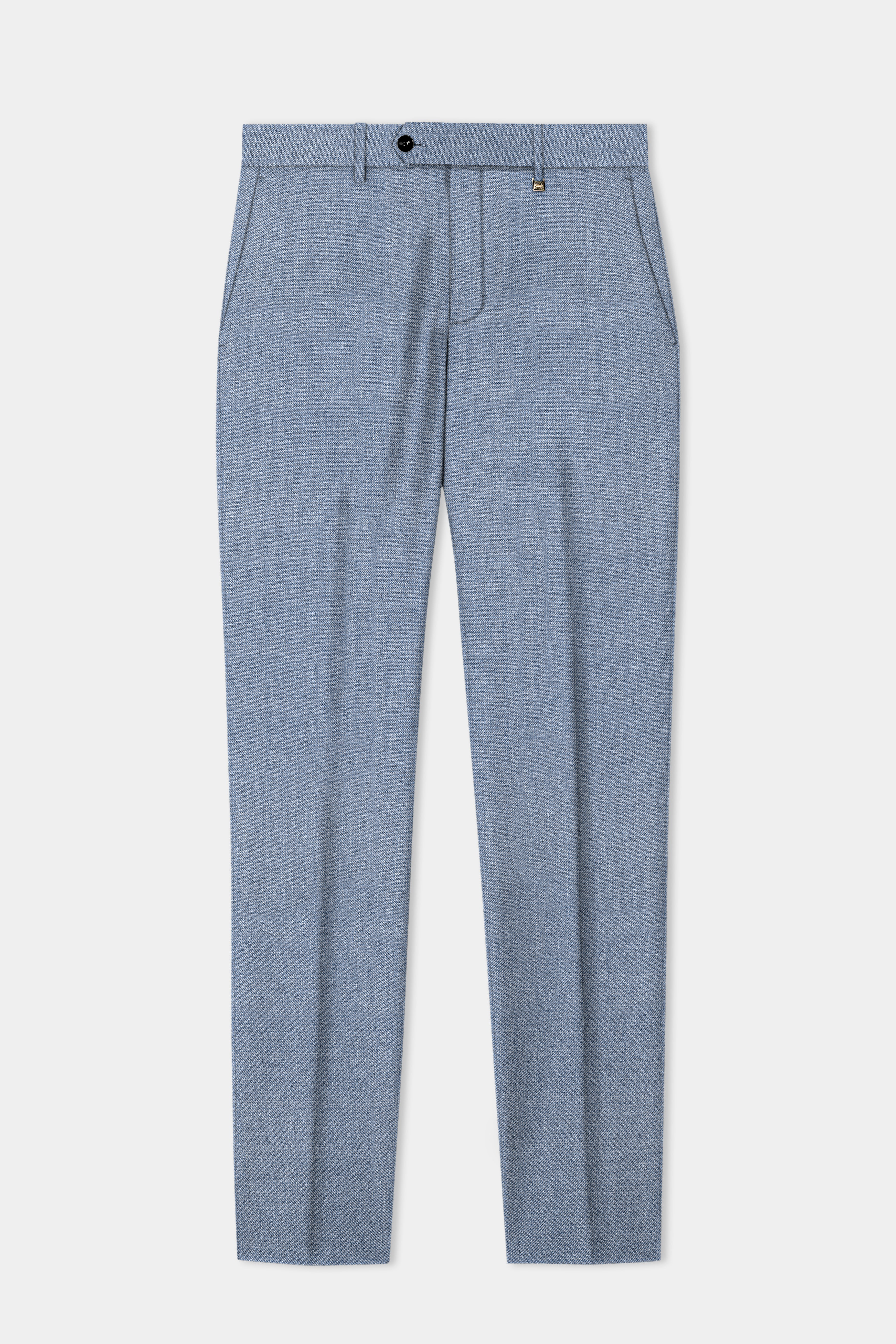 Bluish Windowpane Wool Rich Cross Placket Bandhgala Suit