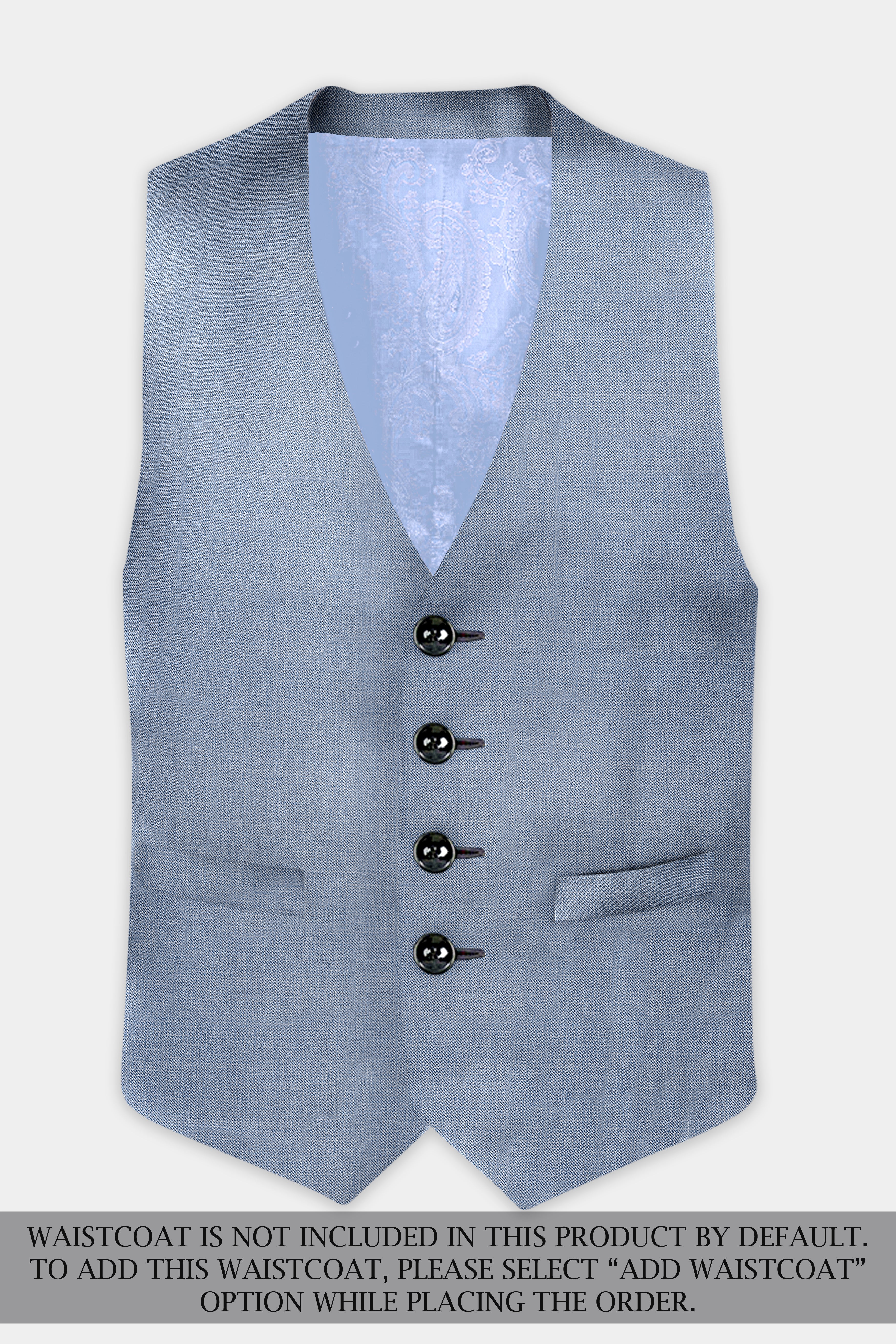 Bluish Wool Rich Single Breasted Suit