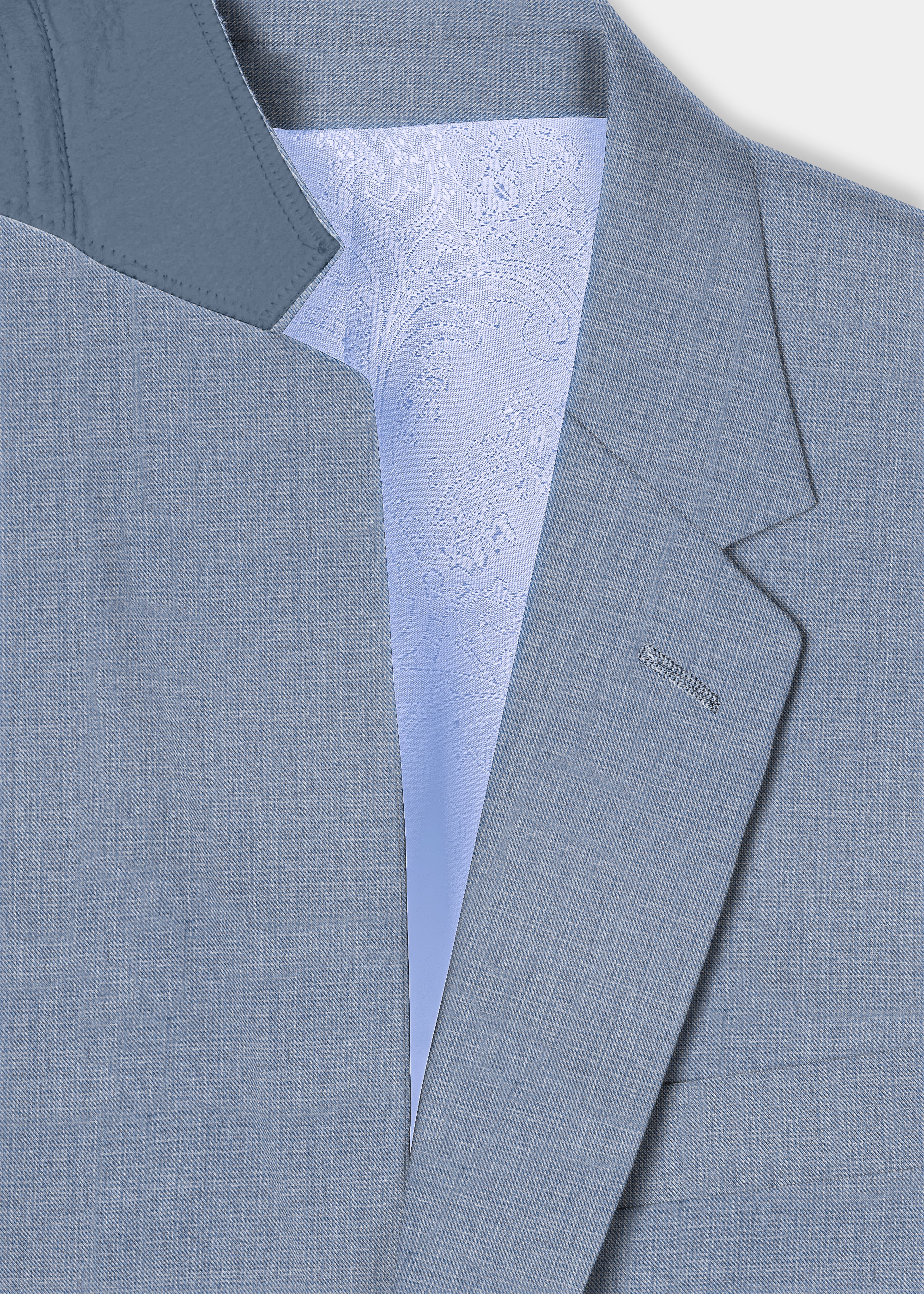 Bluish Wool Rich Single Breasted Suit