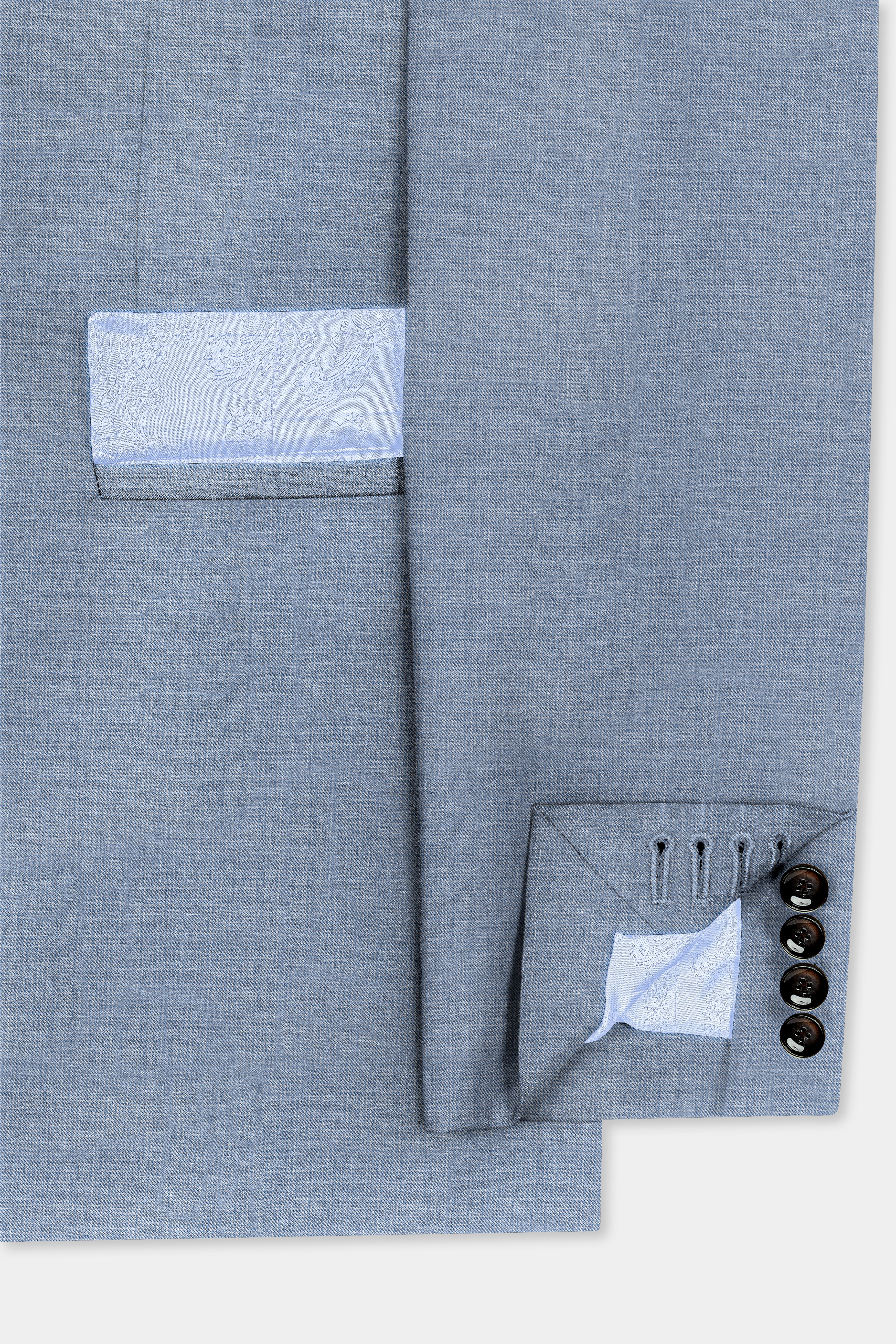 Bluish Wool Rich Single Breasted Suit