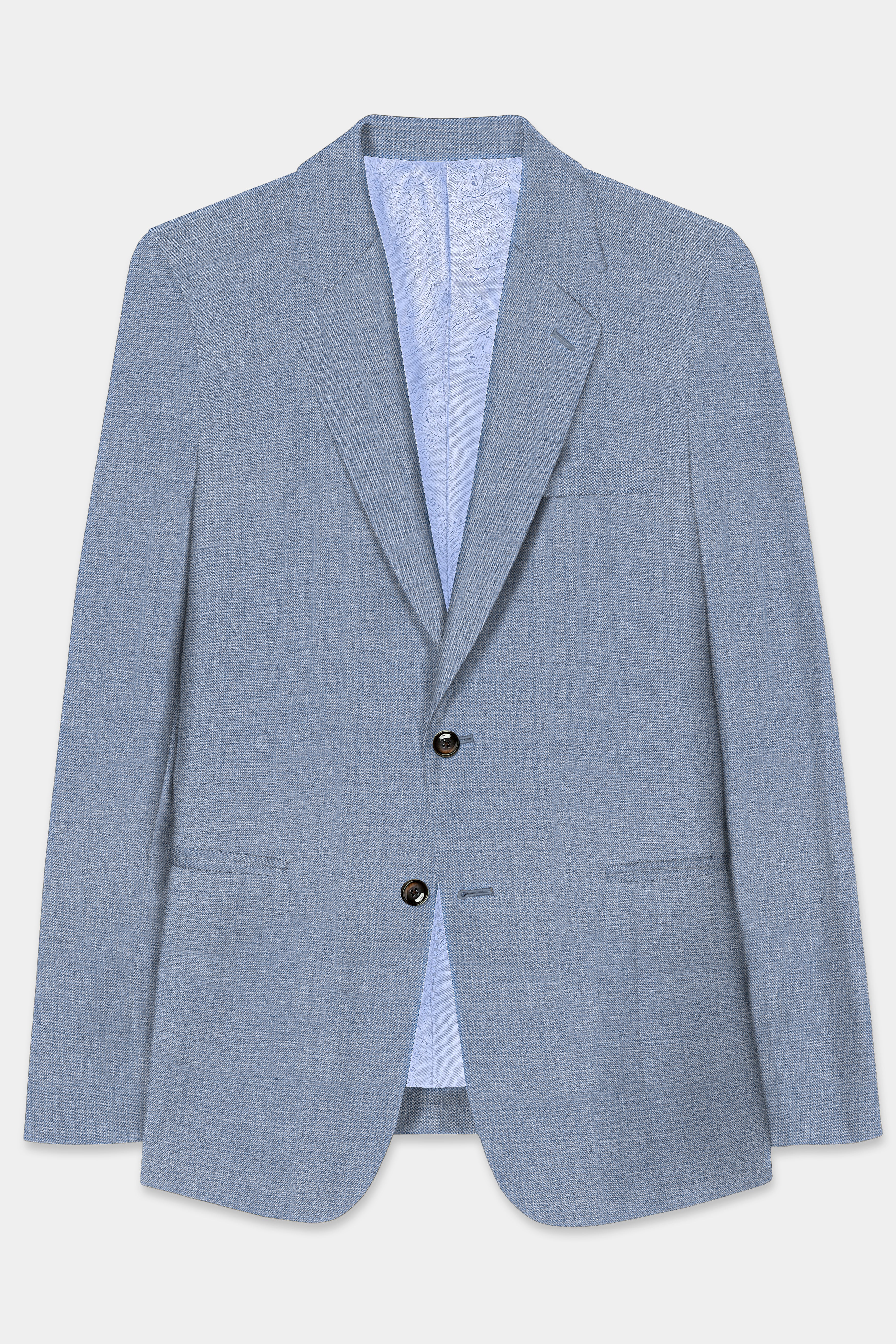 Bluish Wool Rich Single Breasted Suit