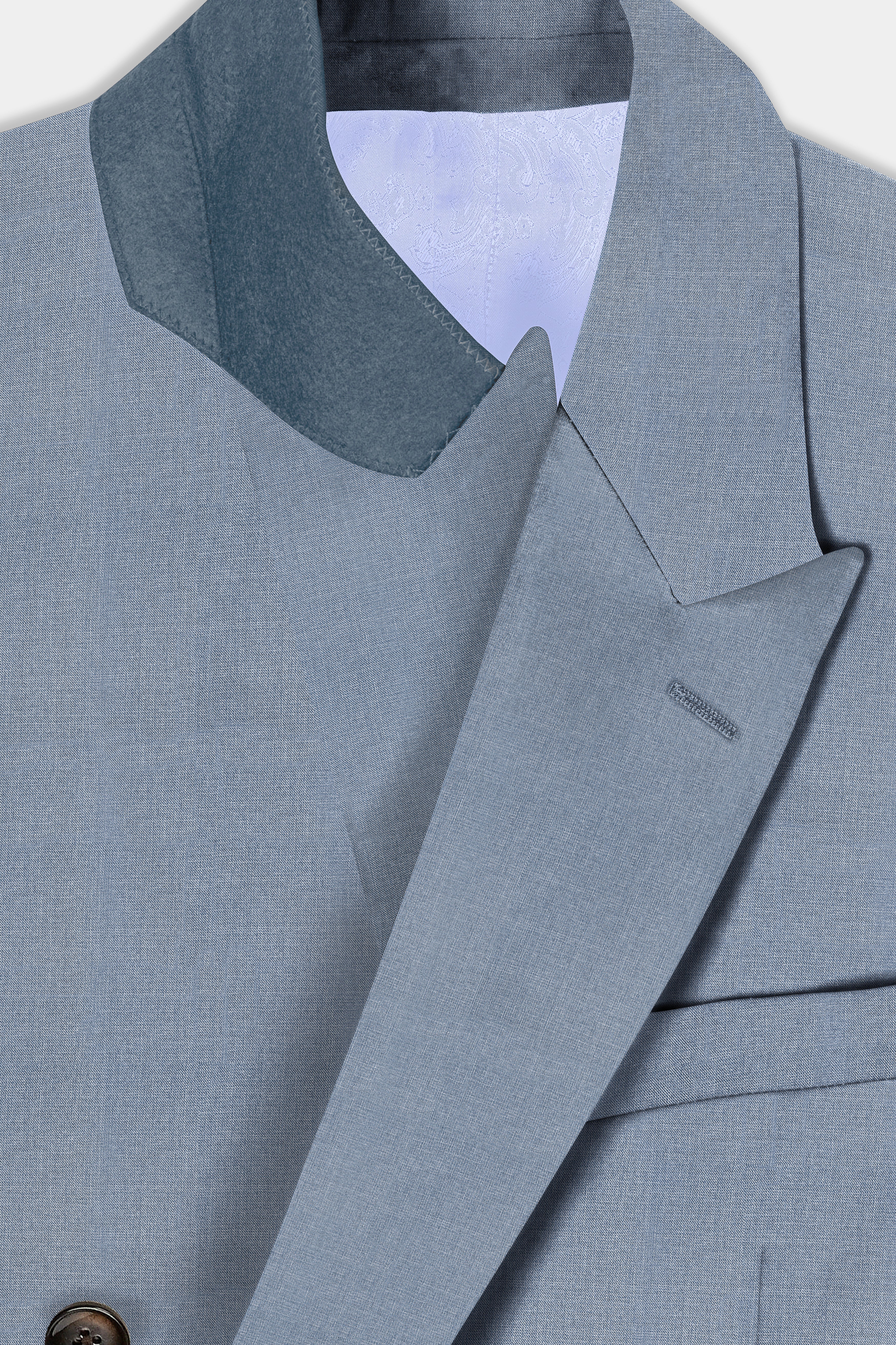 Bluish Wool Rich Double Breasted Suit