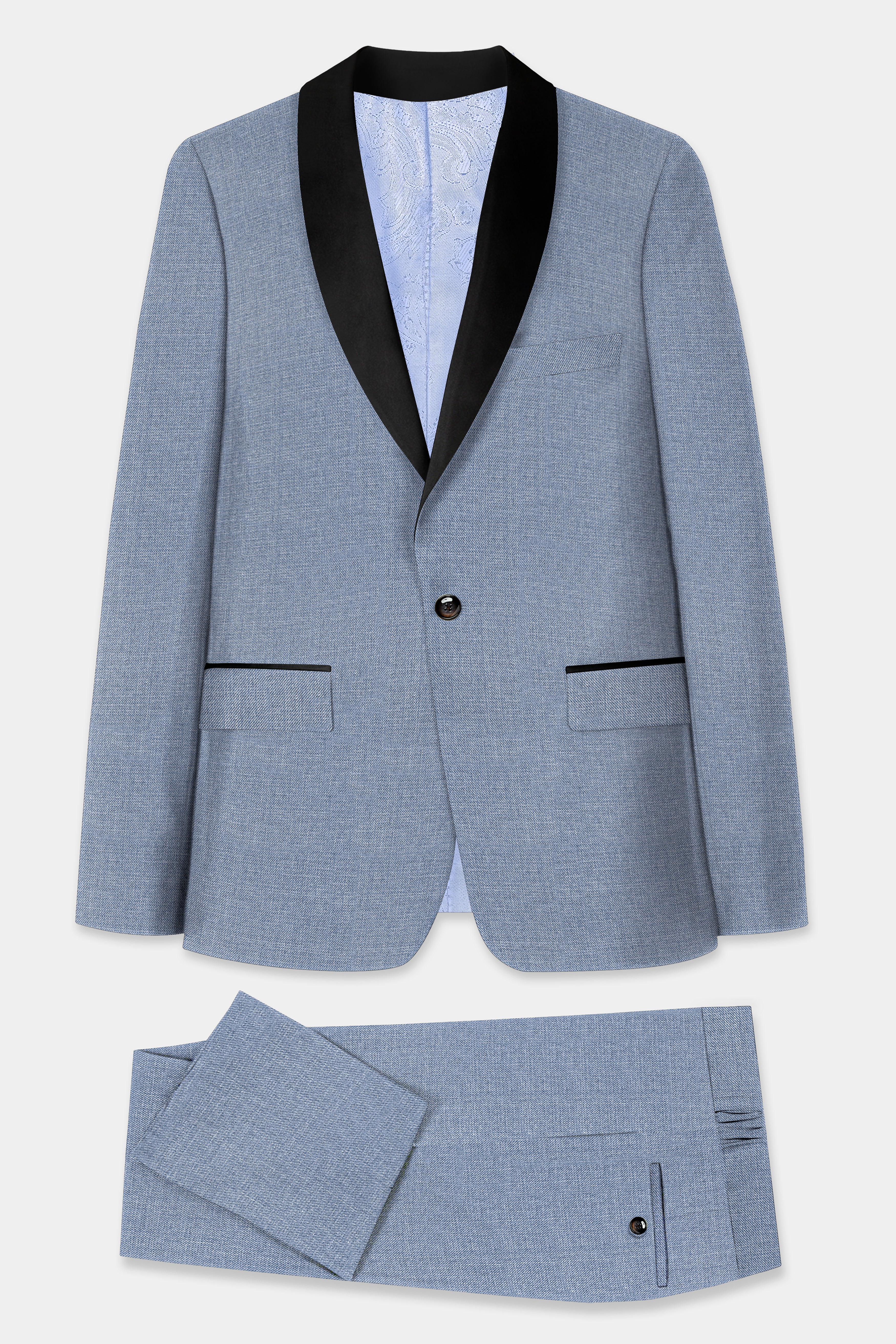 Bluish Wool Rich Tuxedo Suit