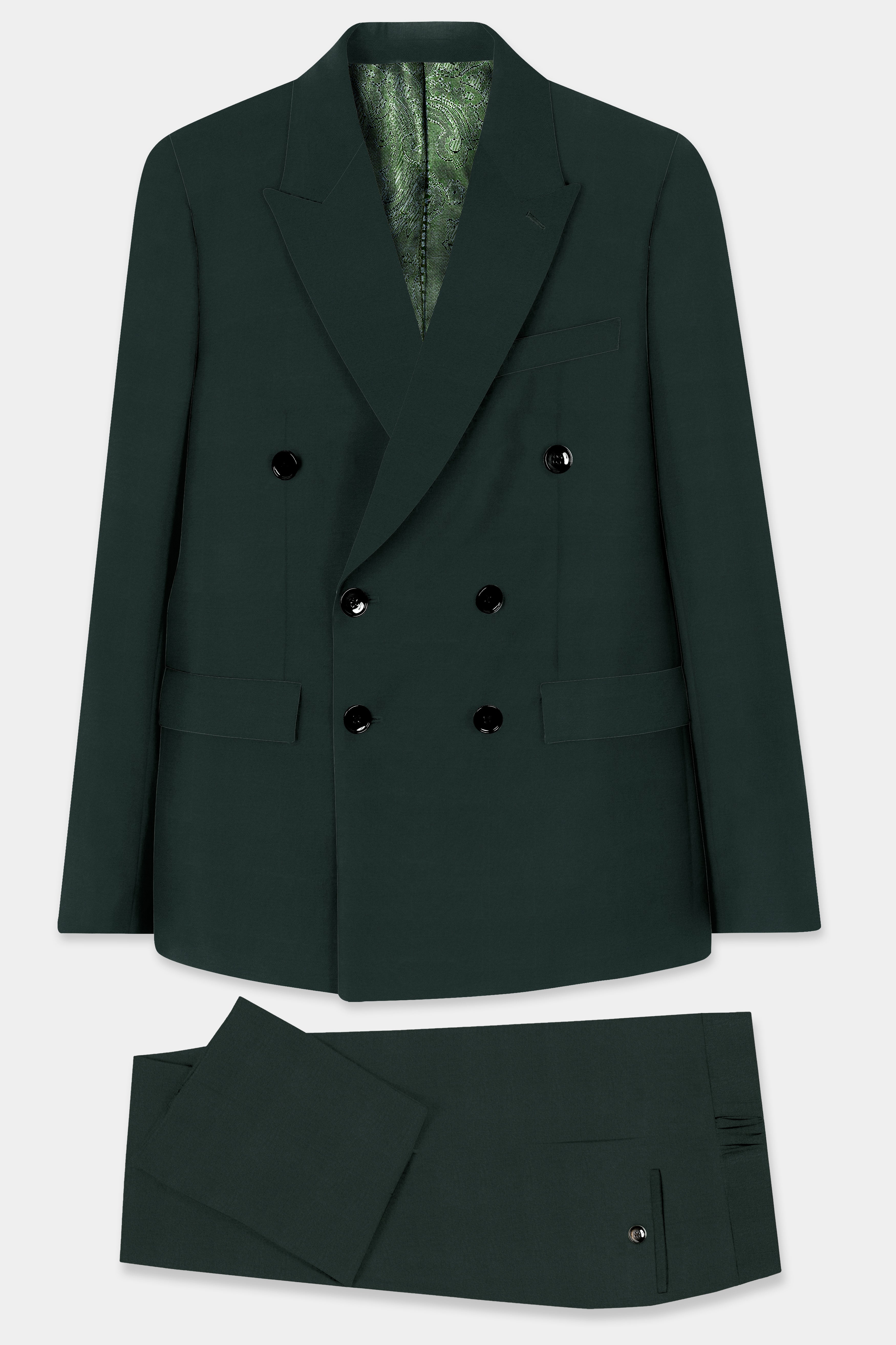 Celtic Green Wool Rich Double Breasted Suit