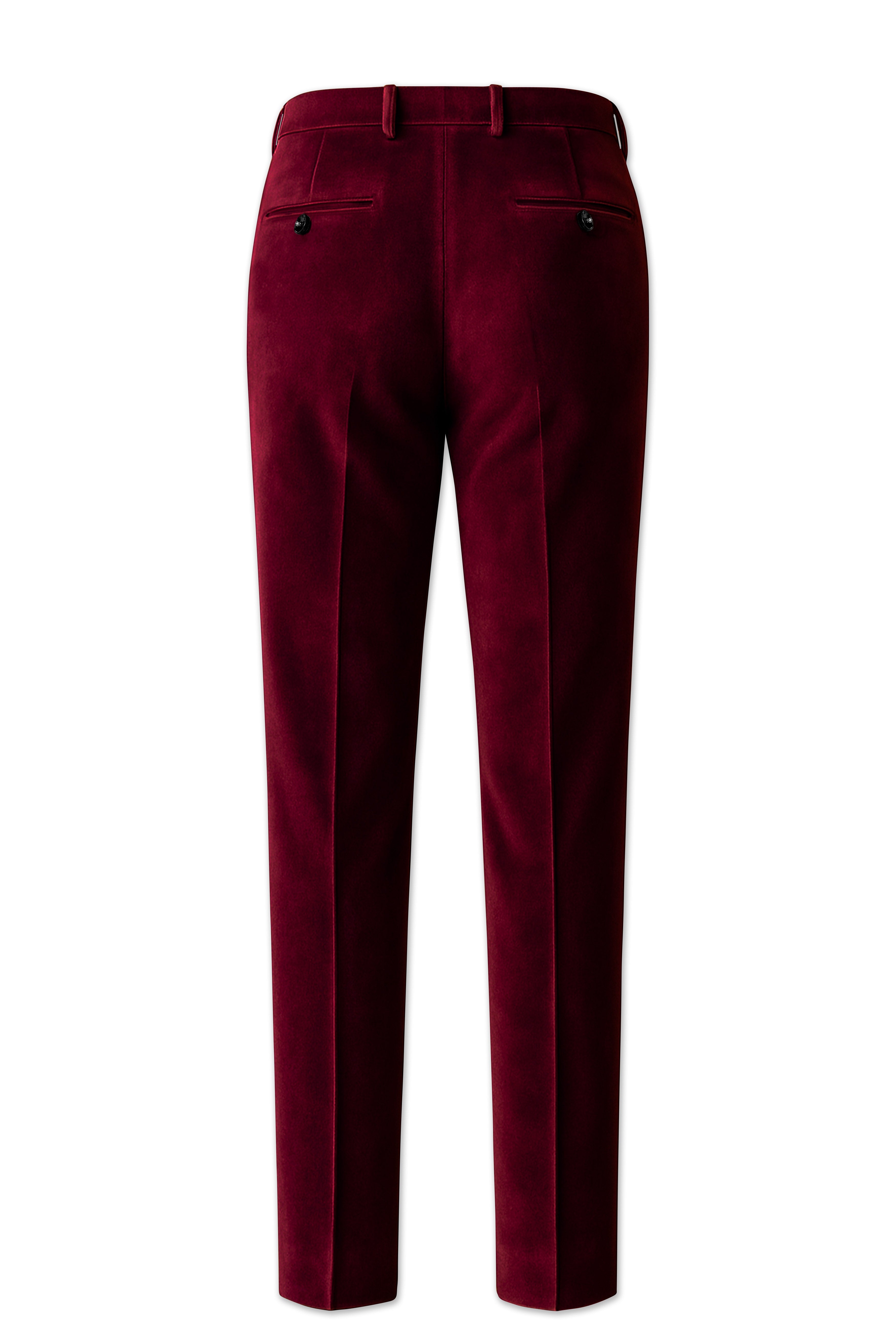 Bulgarian Maroon Velvet Peak Lapel Tuxedo Suit