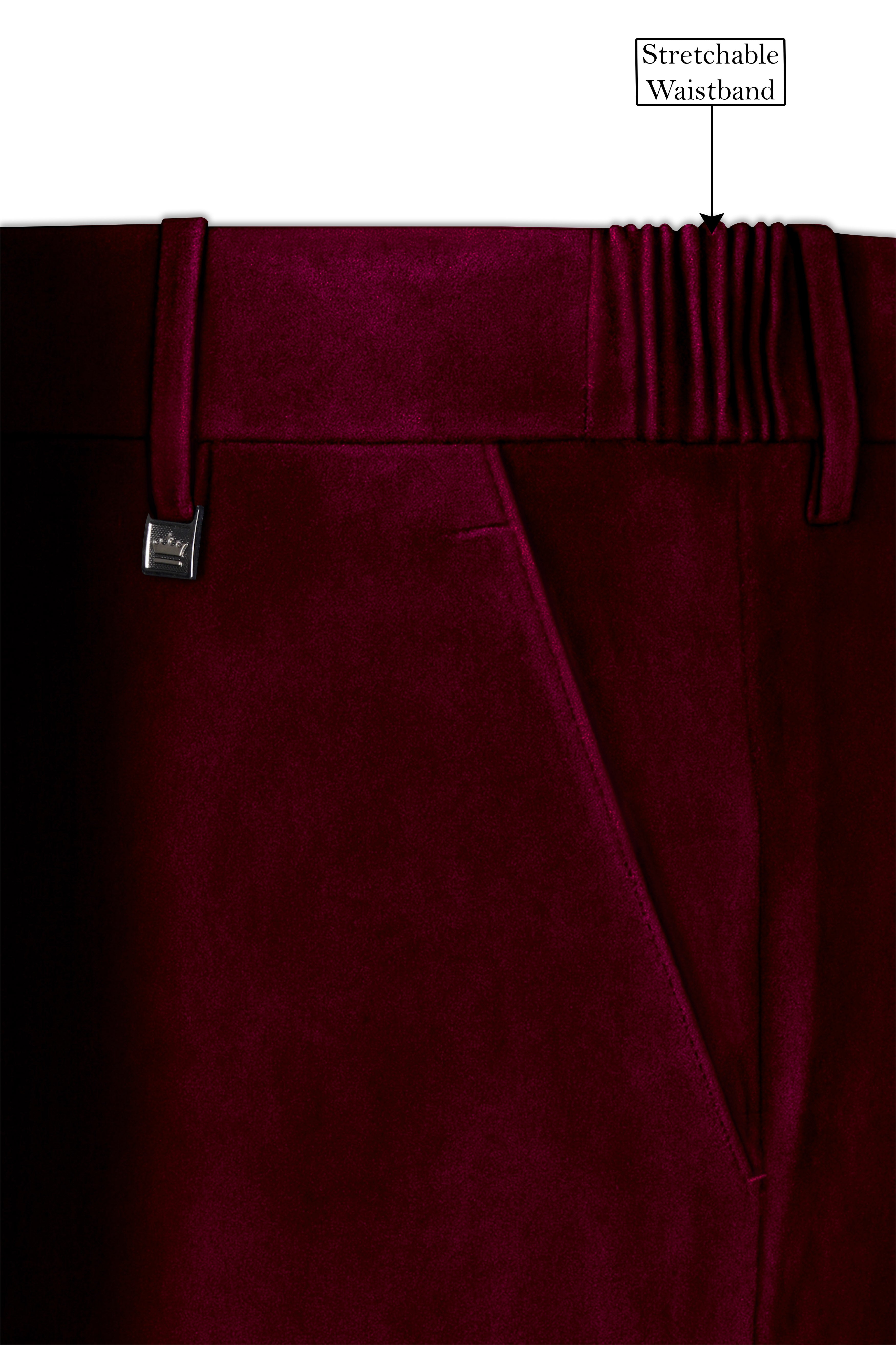 Bulgarian Maroon Velvet Peak Lapel Tuxedo Suit