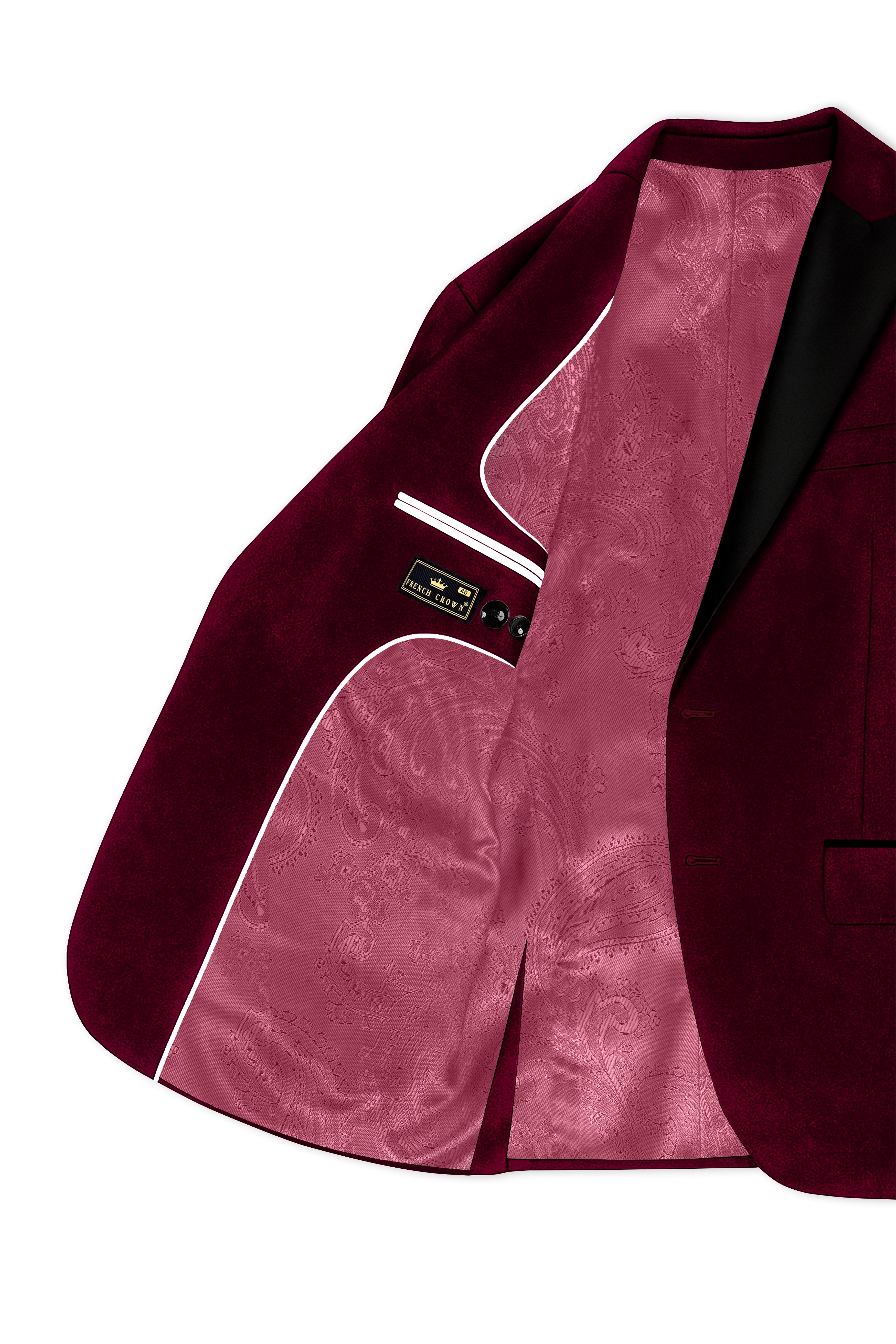 Bulgarian Maroon Velvet Peak Lapel Tuxedo Suit