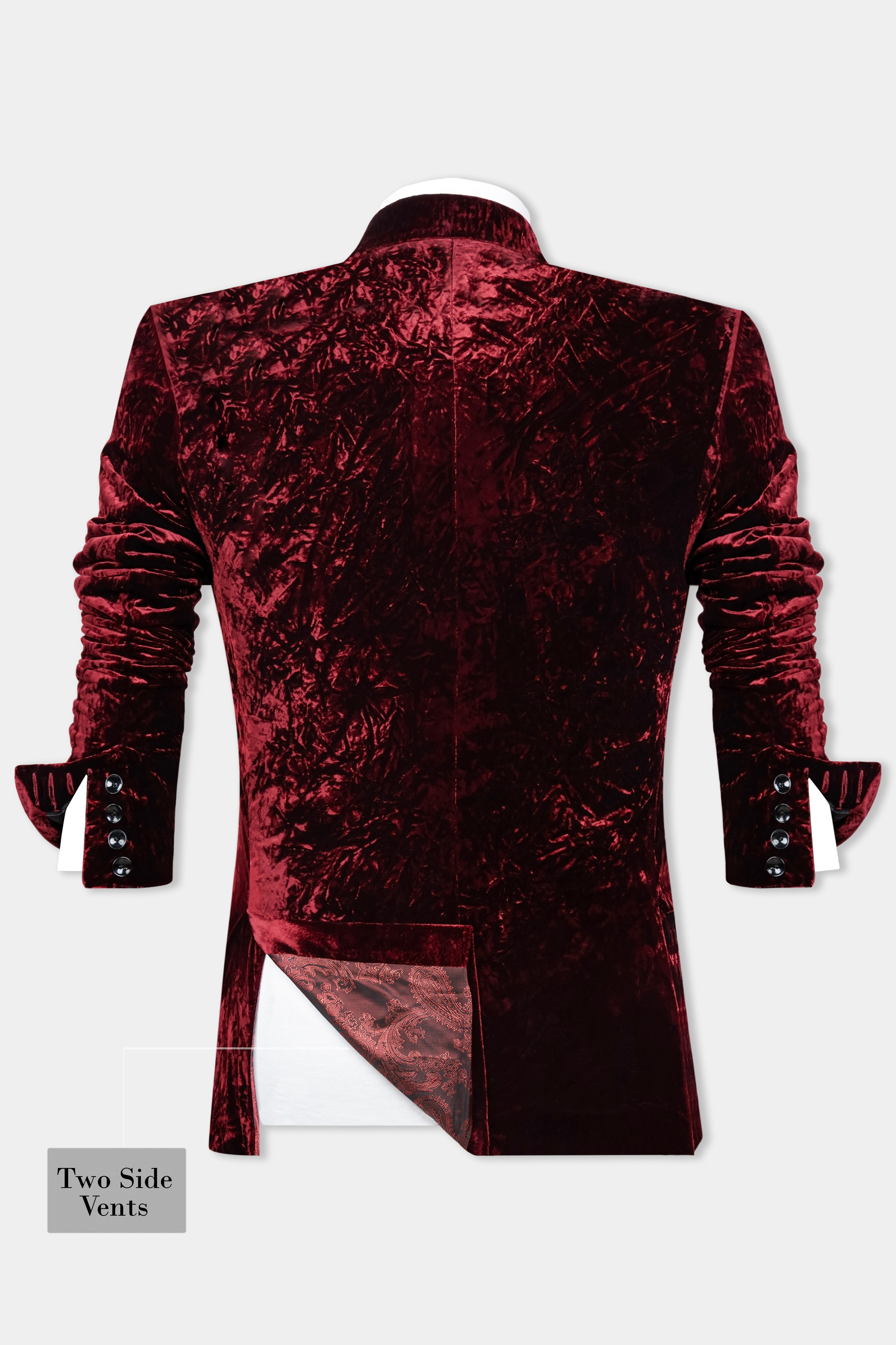 Bulgarian Maroon Crushed Velvet Suit