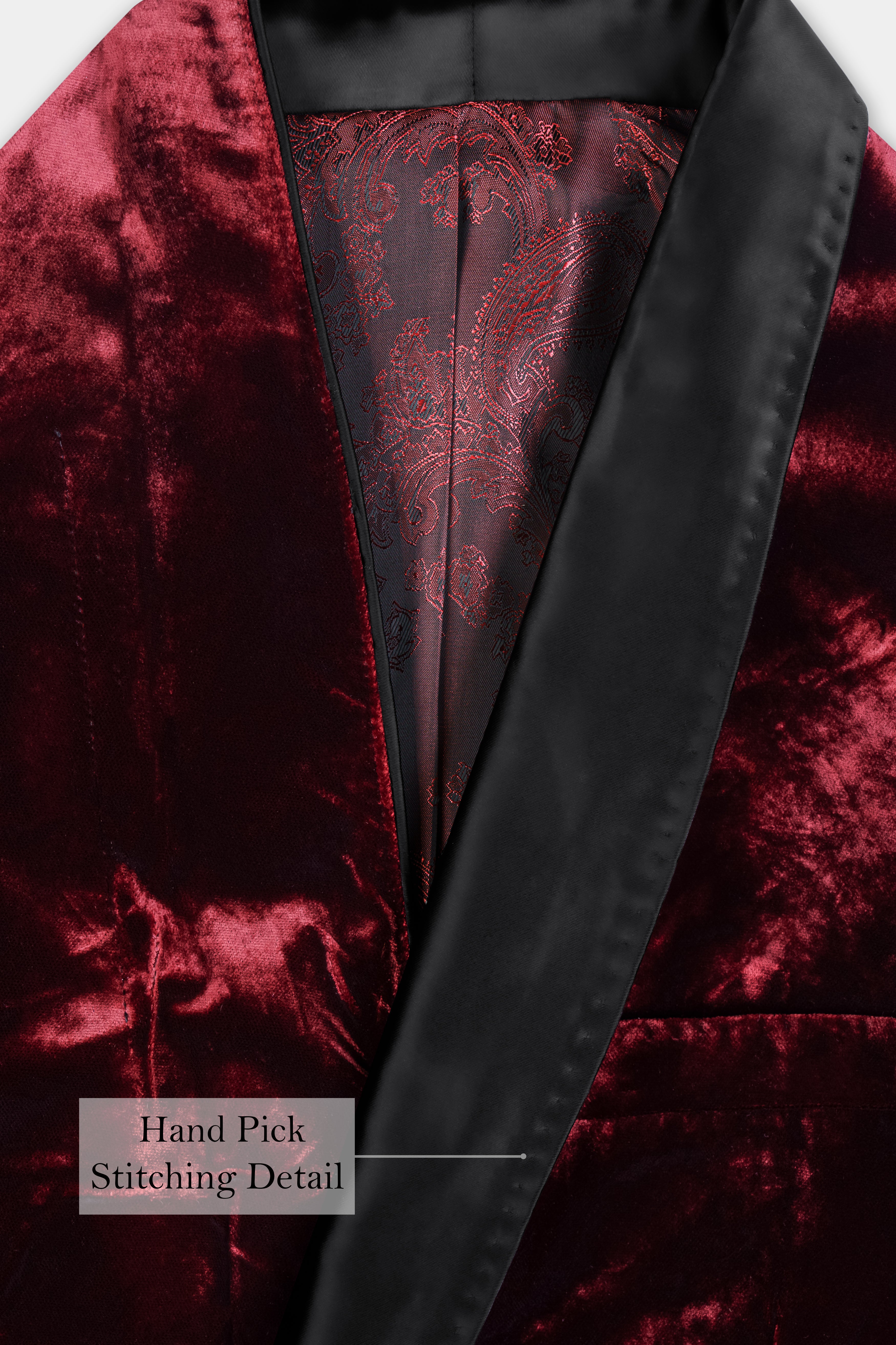 Bulgarian Maroon Crushed Velvet Tuxedo Suit