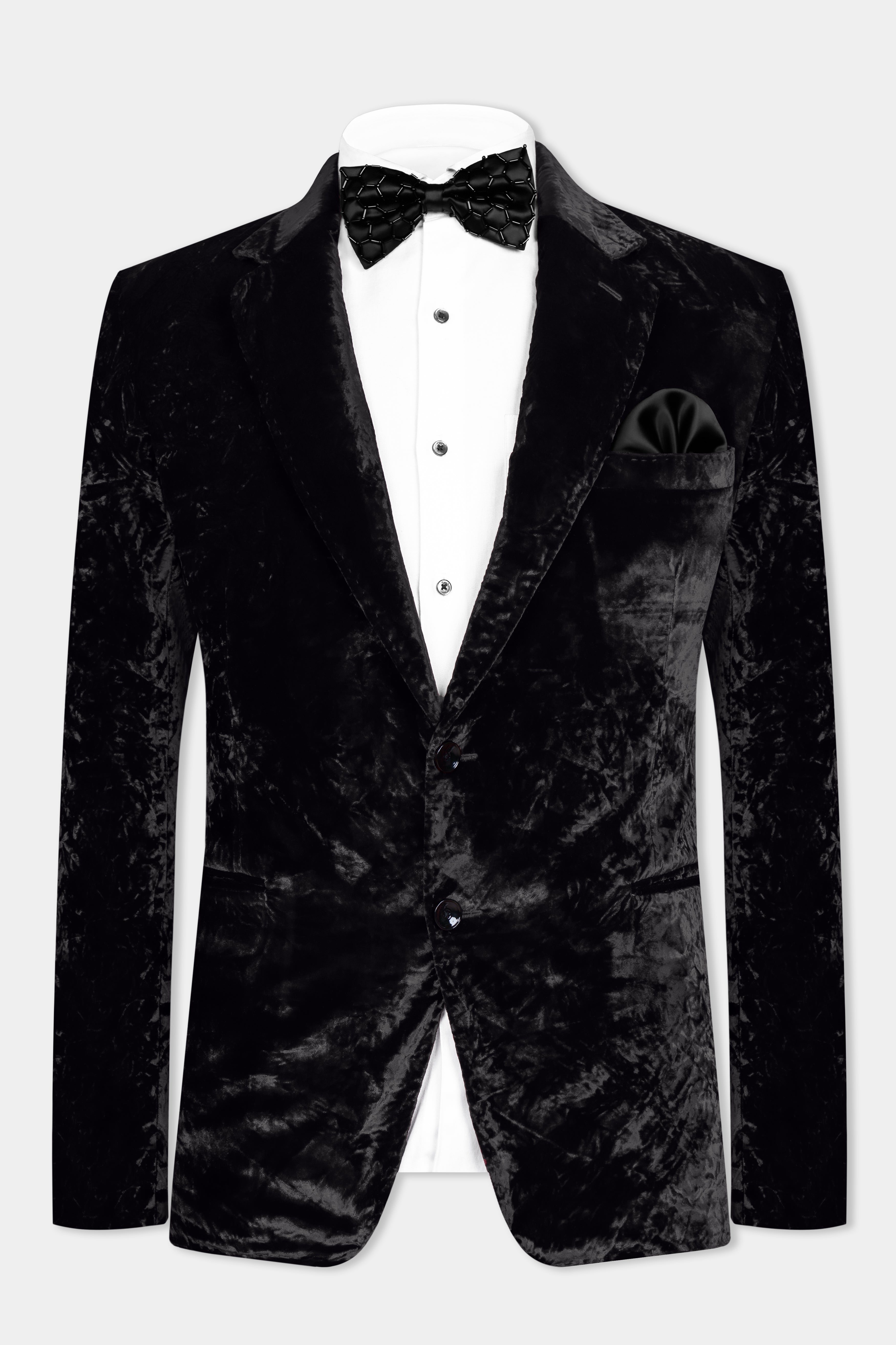 Jade Black Crushed Velvet Suit