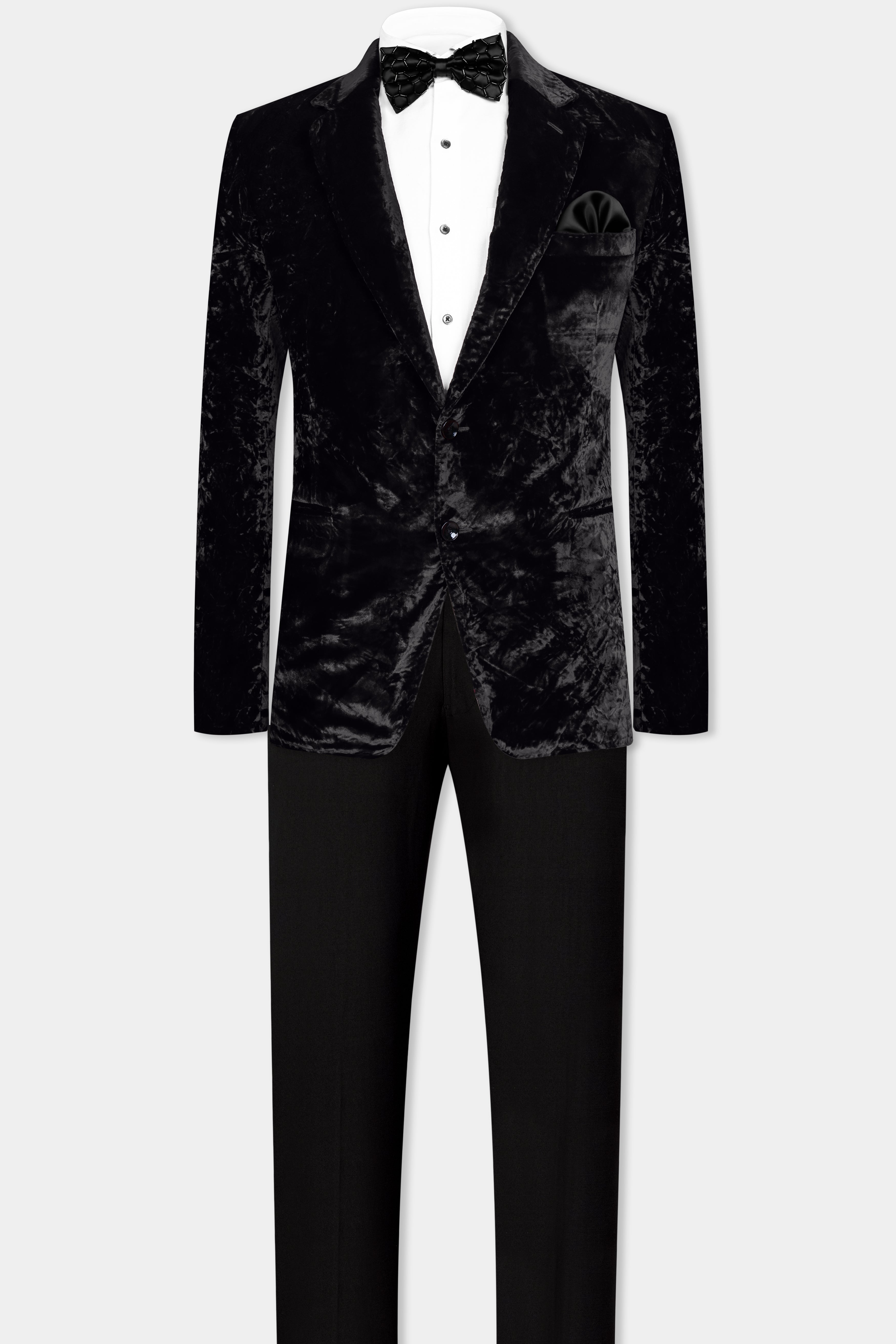 Jade Black Crushed Velvet Suit