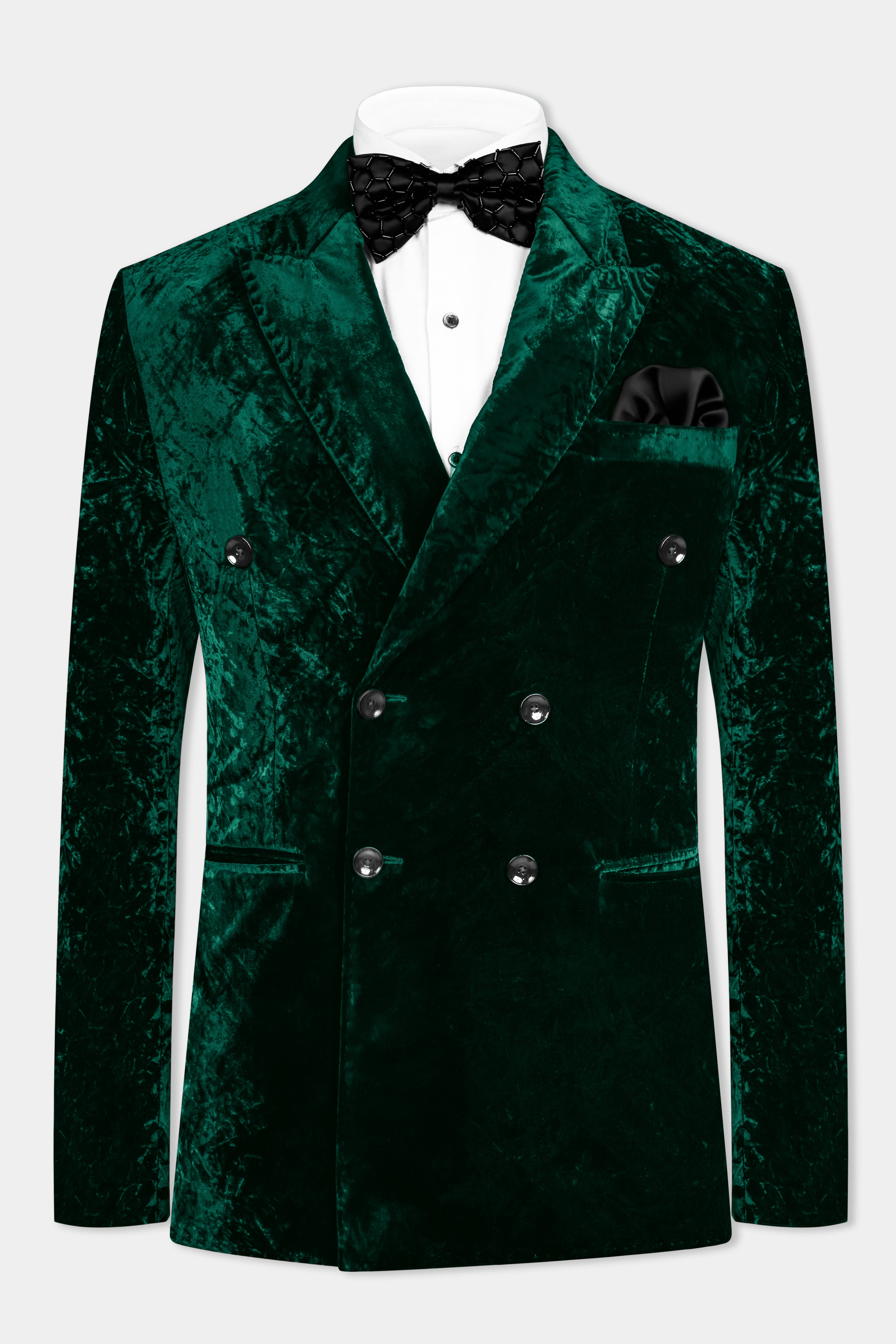 Sacramento Green Double Breasted Crushed Velvet Suit