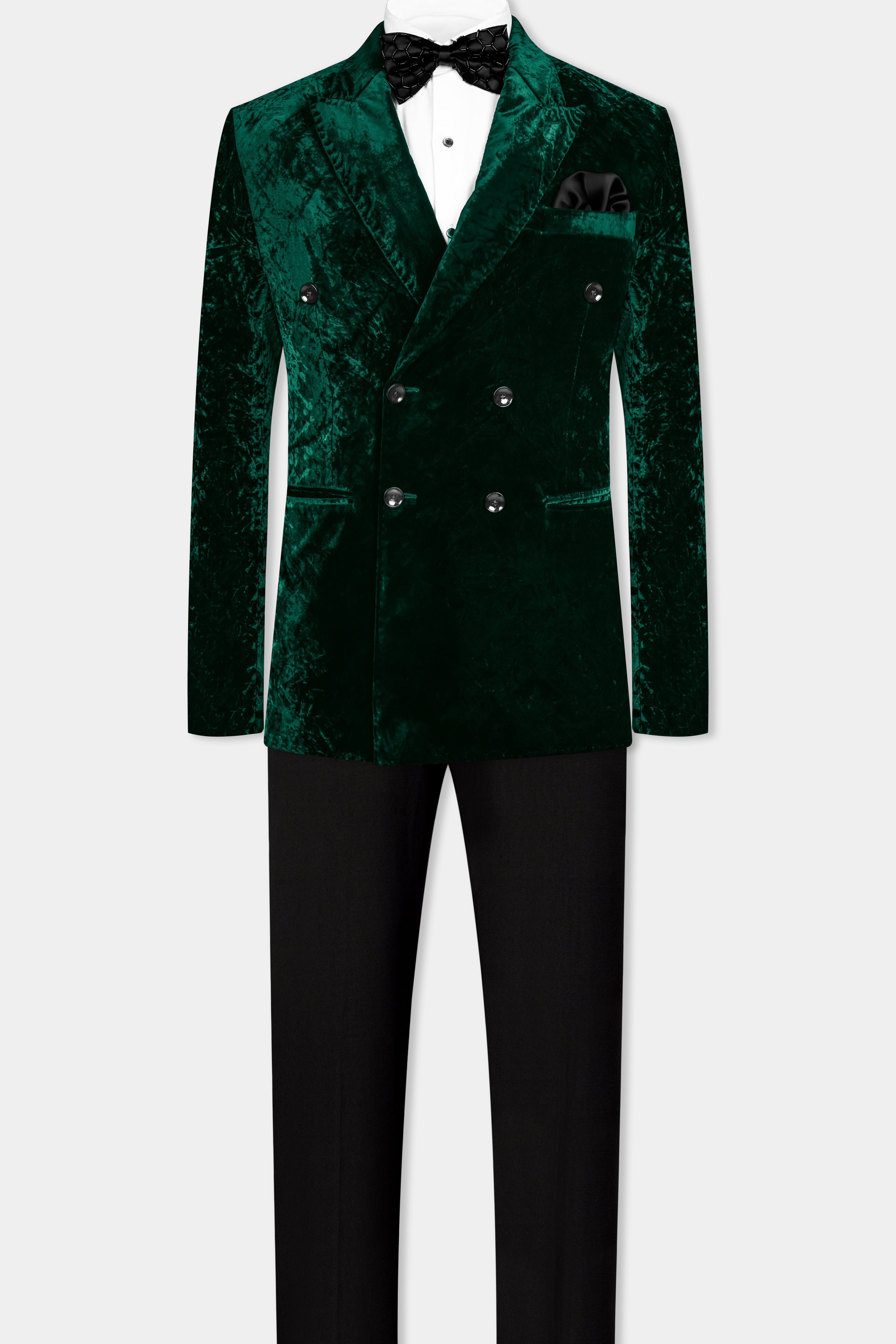 Sacramento Green Double Breasted Crushed Velvet Suit