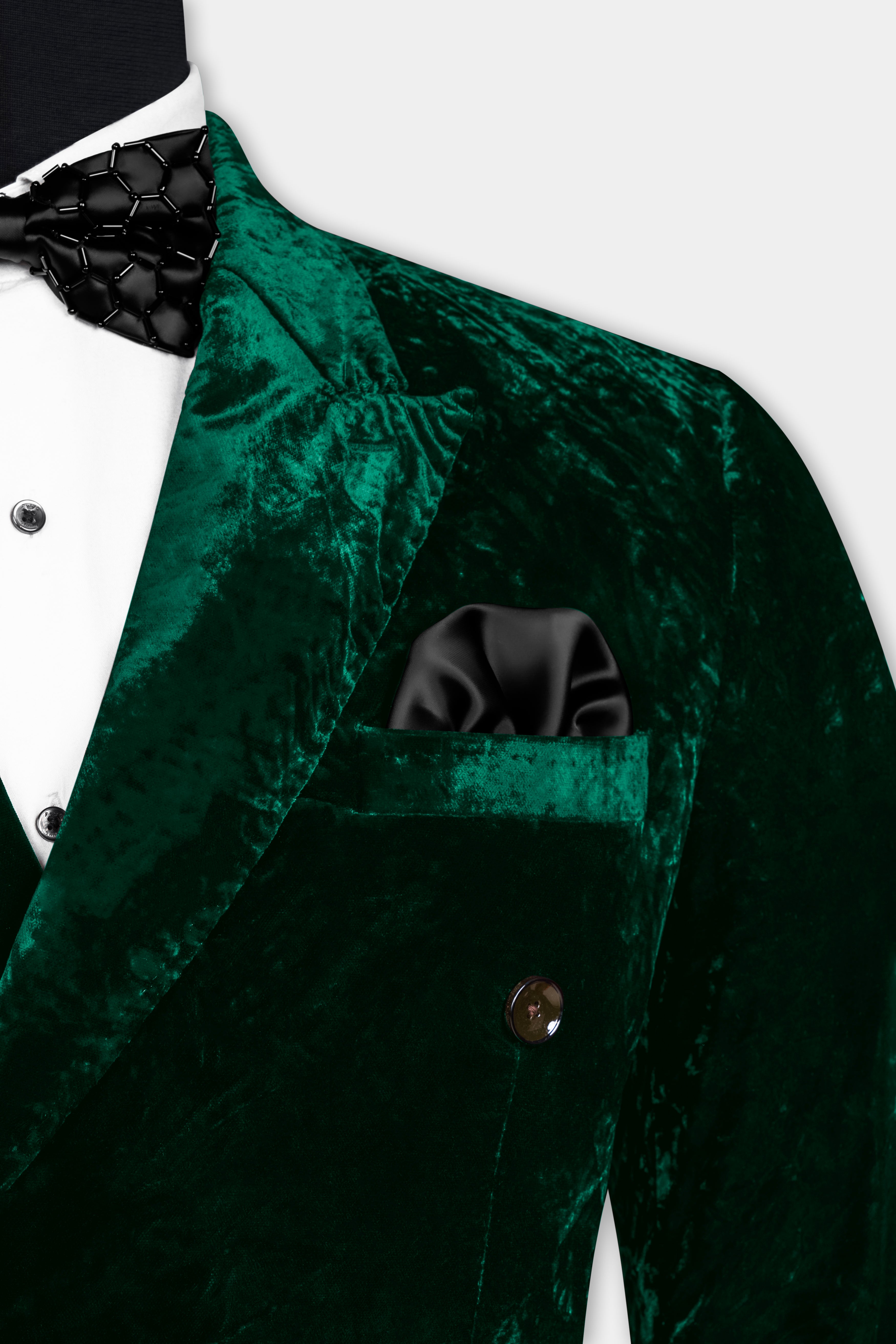 Sacramento Green Double Breasted Crushed Velvet Suit