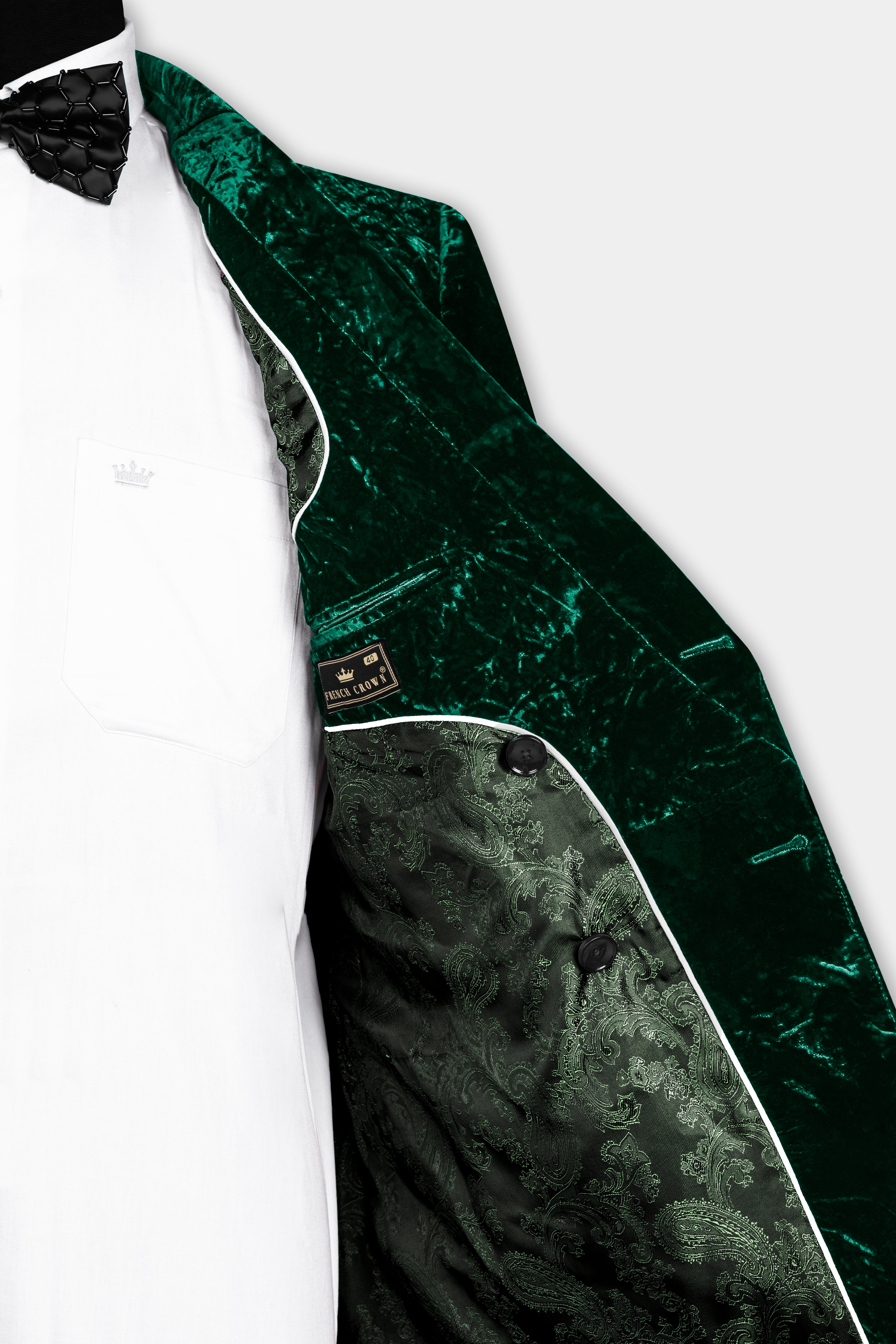 Sacramento Green Double Breasted Crushed Velvet Suit