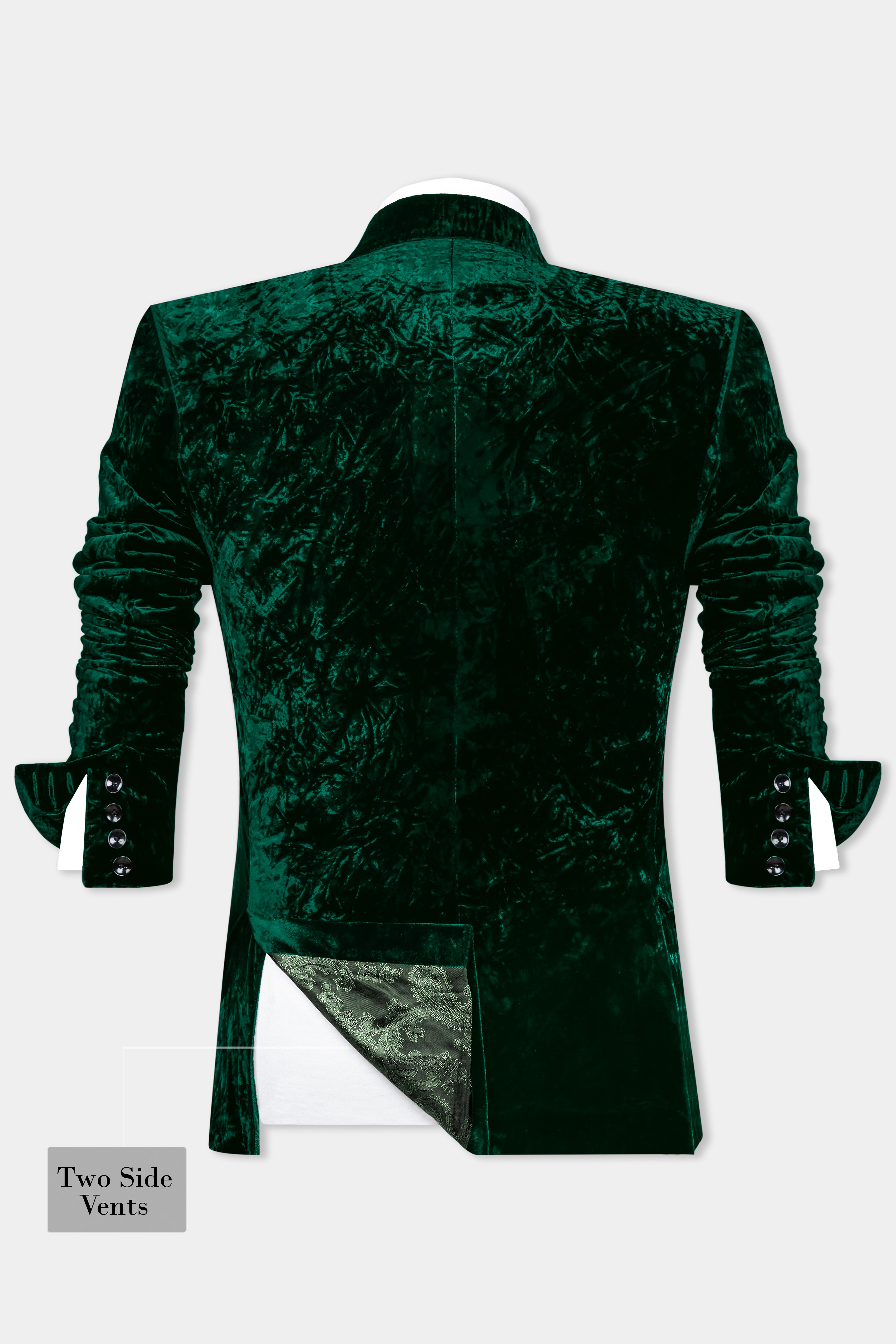 Sacramento Green Crushed Velvet Peak Collar Tuxedo Suit