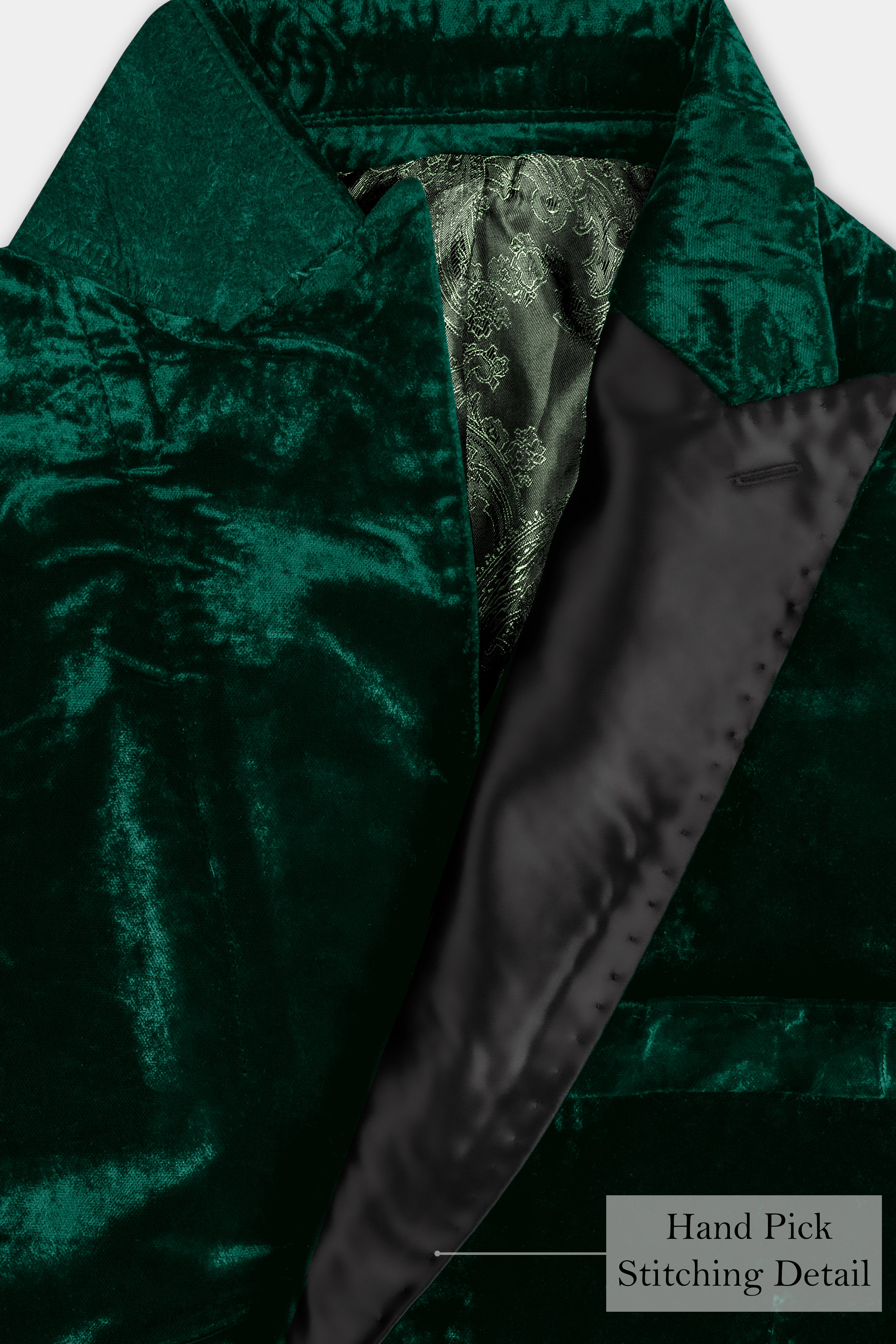 Sacramento Green Crushed Velvet Peak Collar Tuxedo Suit