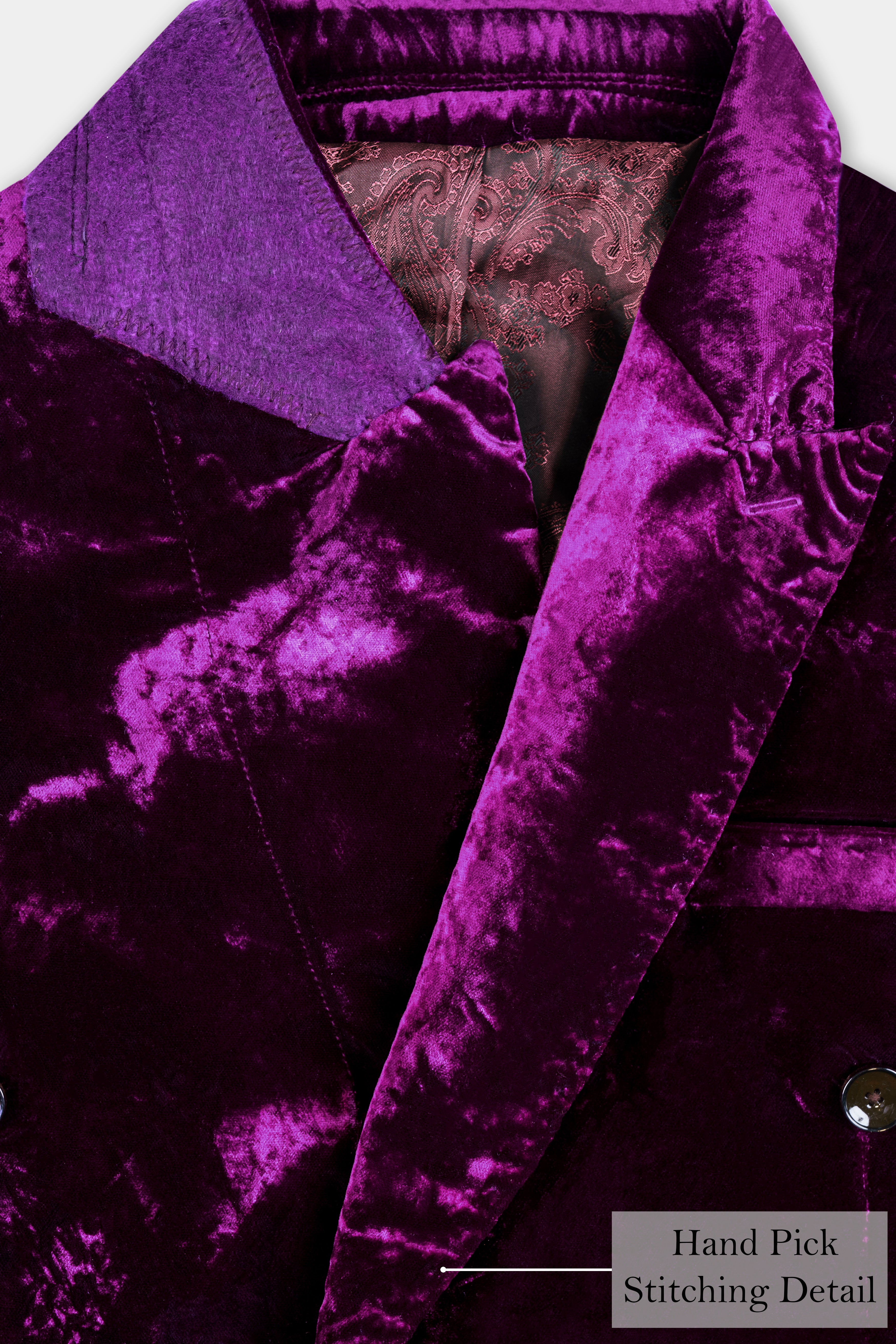 Melanzane Purple Double Breasted Crushed Velvet Suit