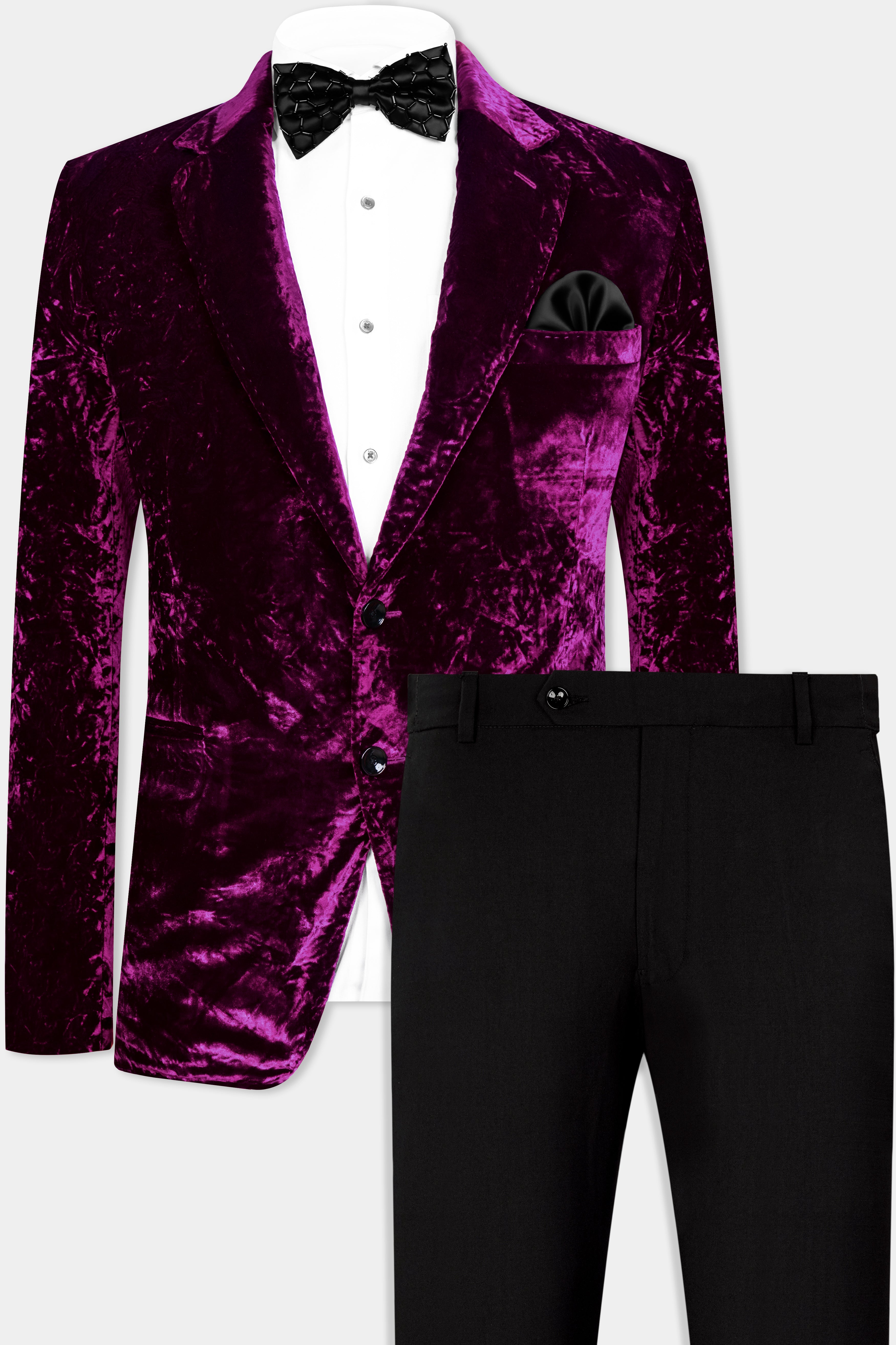 Melanzane Purple Crushed Velvet Suit