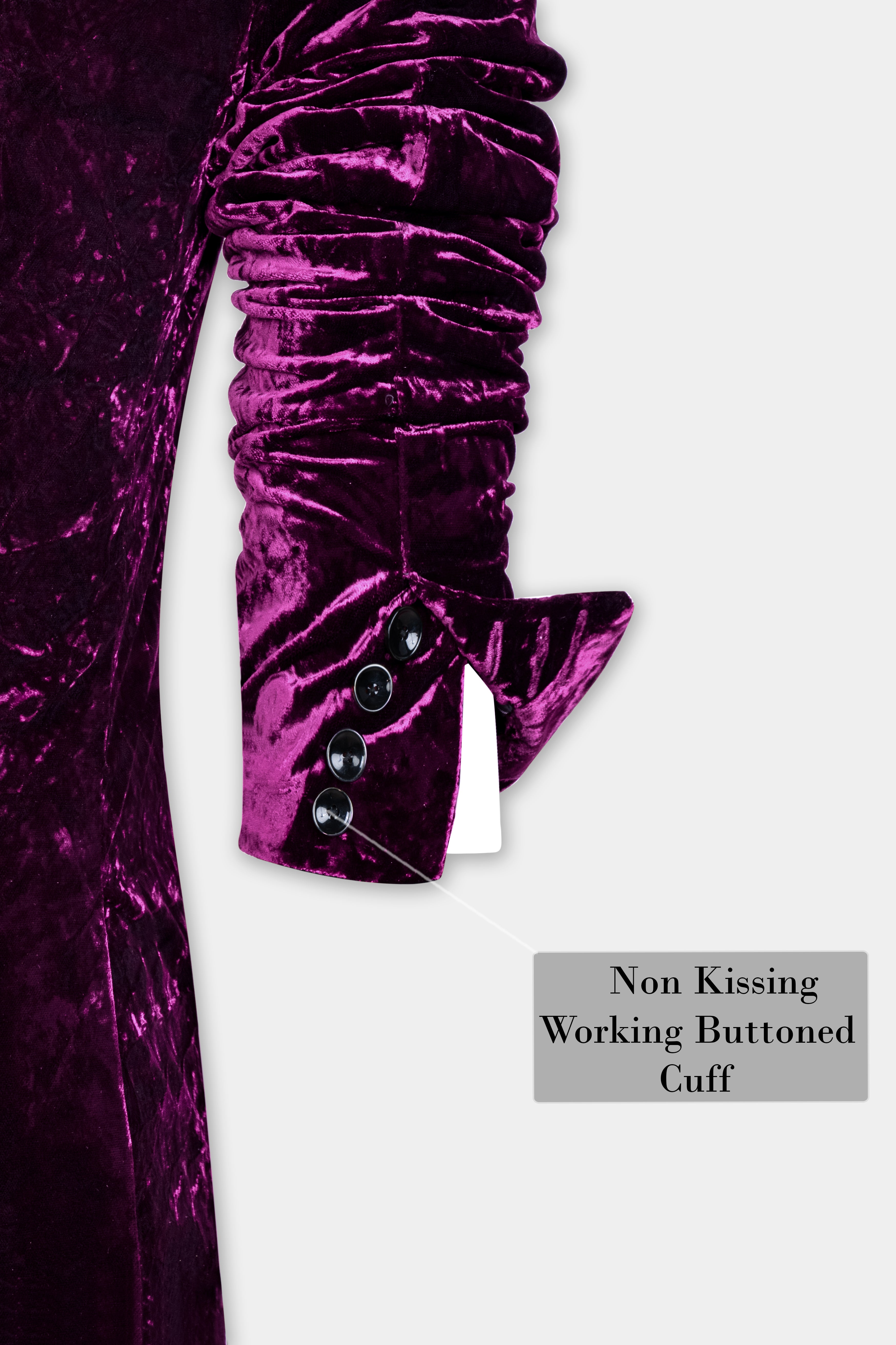 Melanzane Purple Crushed Velvet Peak Collar Tuxedo Suit