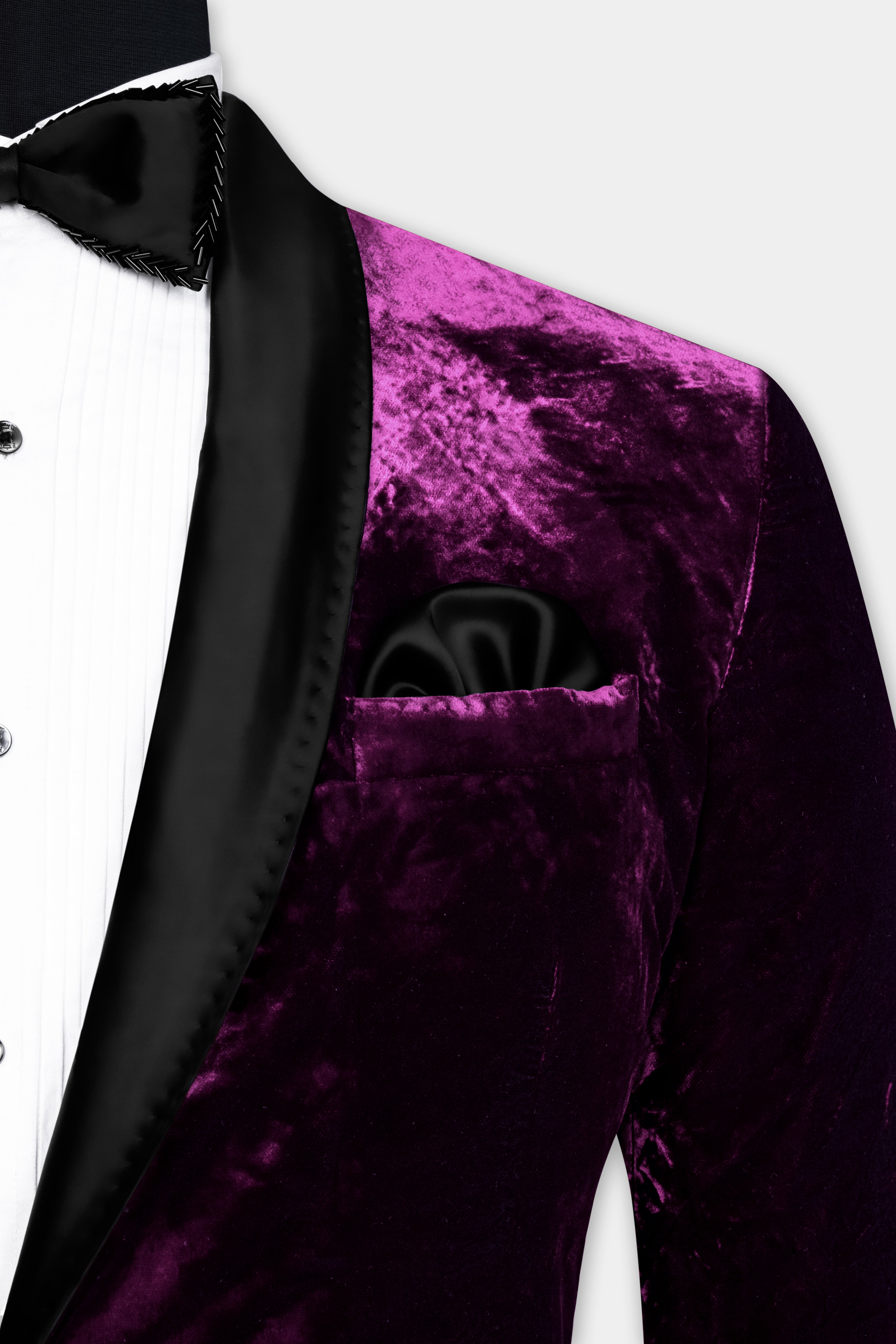 Melanzane Purple Crushed Velvet Tuxedo Suit