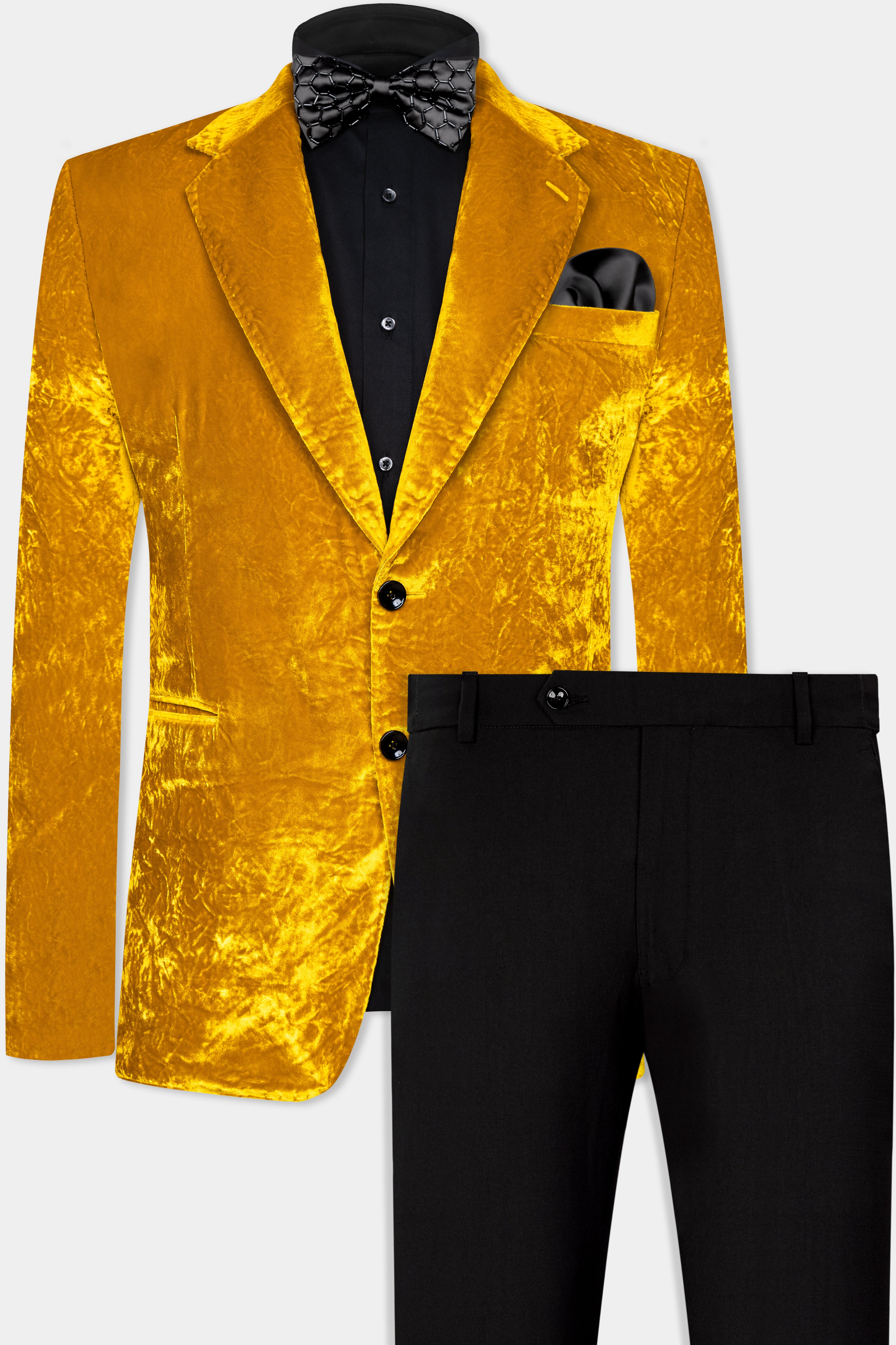 Gamboge Yellow Crushed Velvet Suit