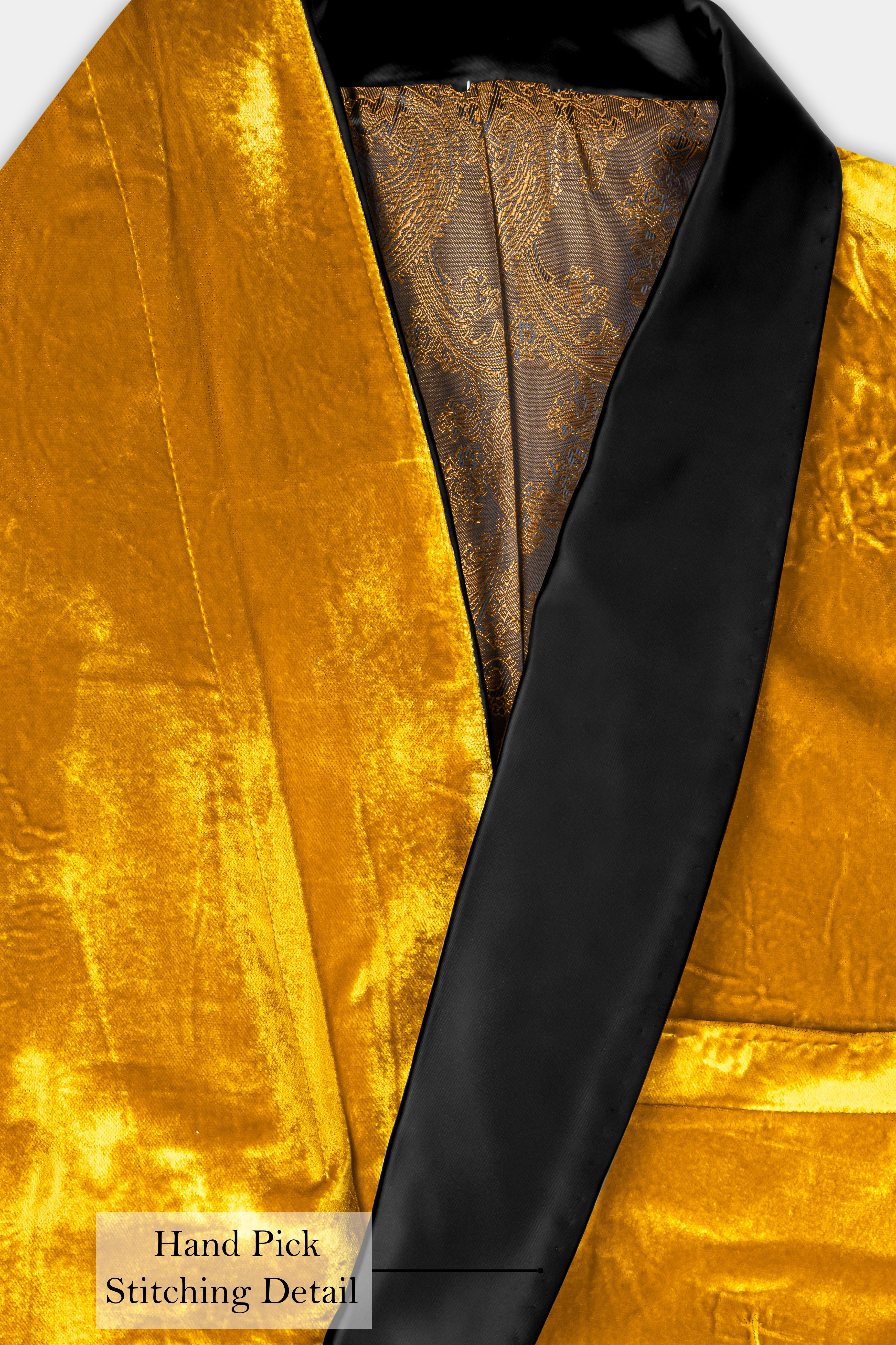 Gamboge Yellow Crushed Velvet Tuxedo Suit