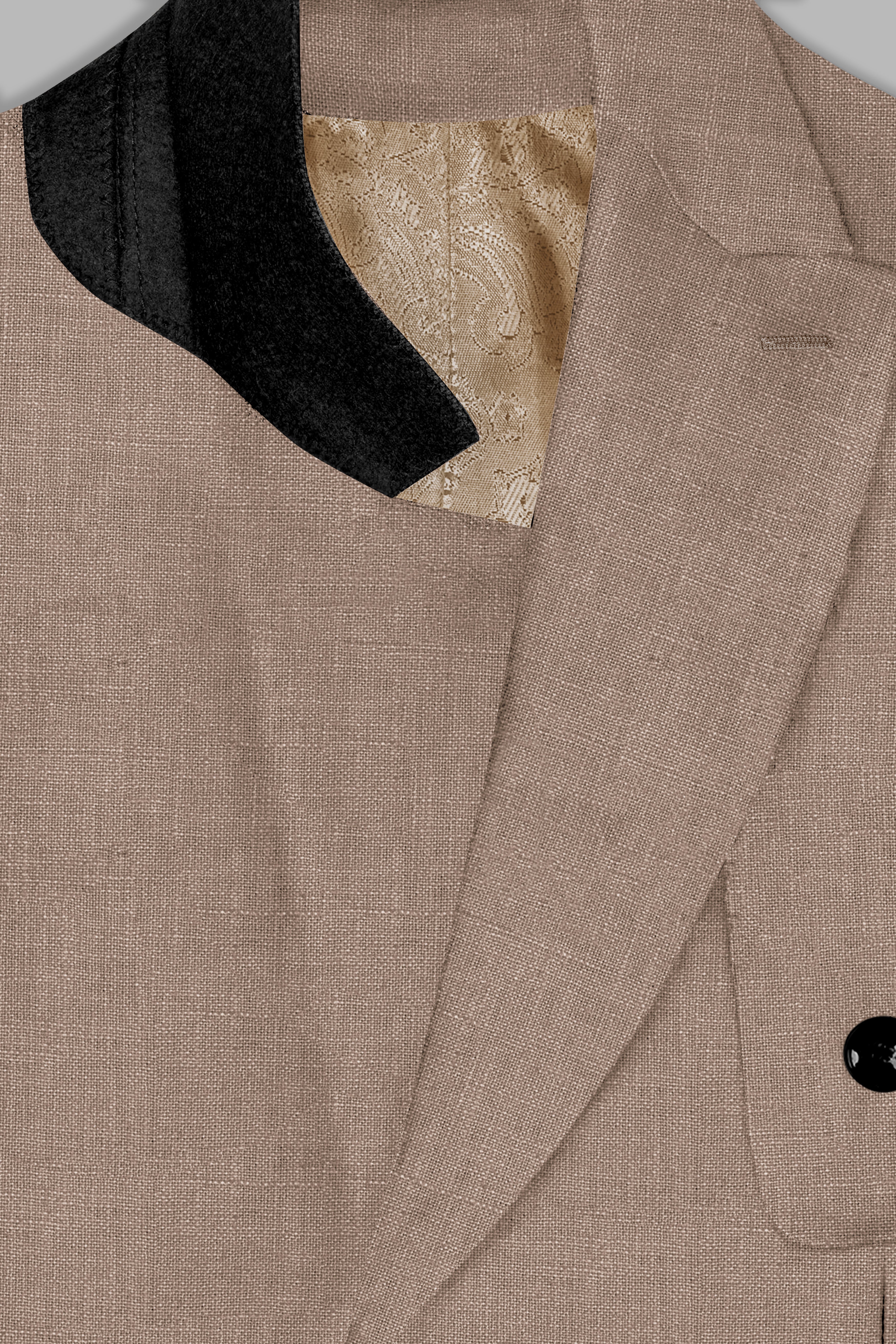 Oyster Brown Luxurious Linen Double Breasted Sports Suit