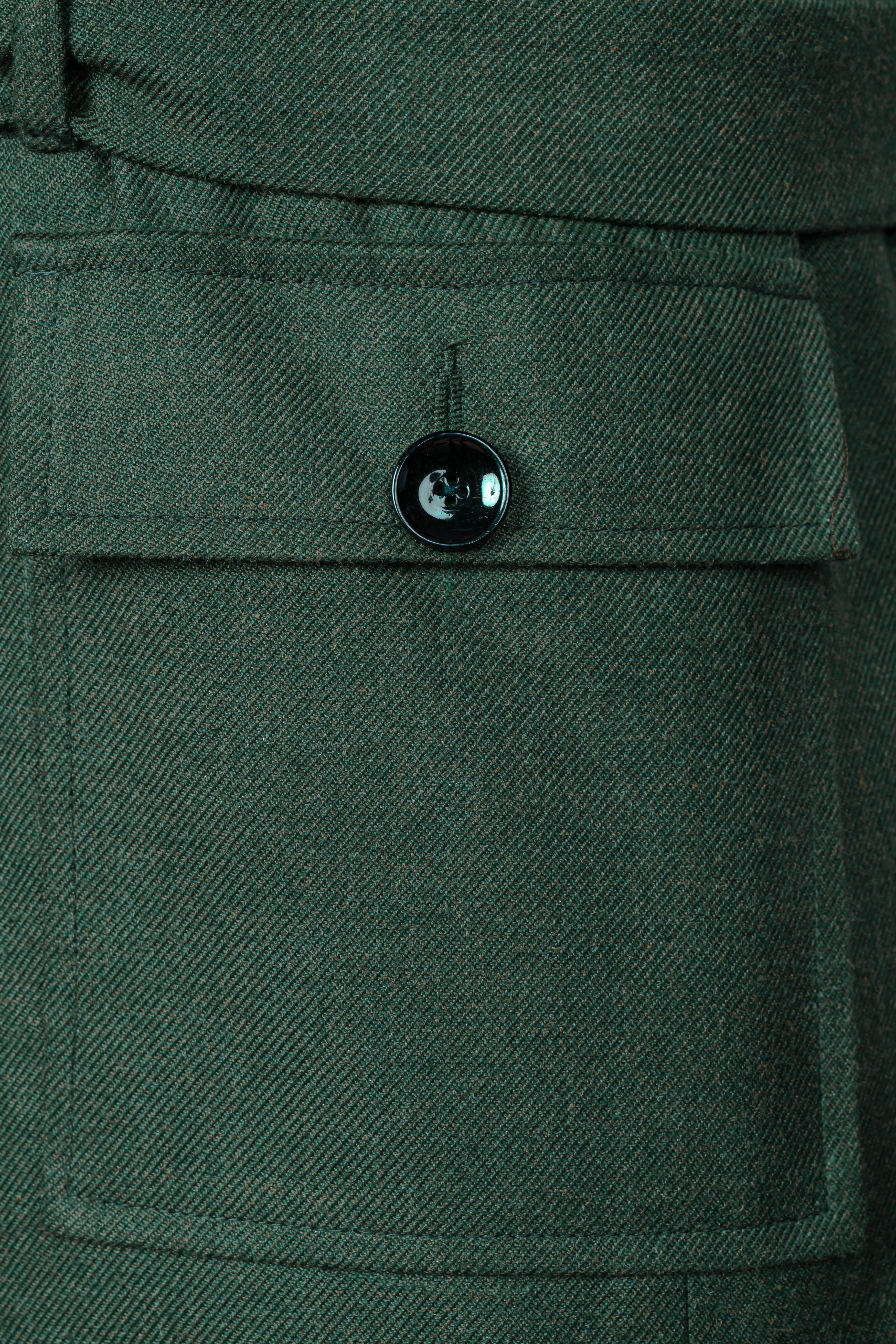 Plantation Green Tweed  Designer Jacket Suit With Functional Belt Fastening