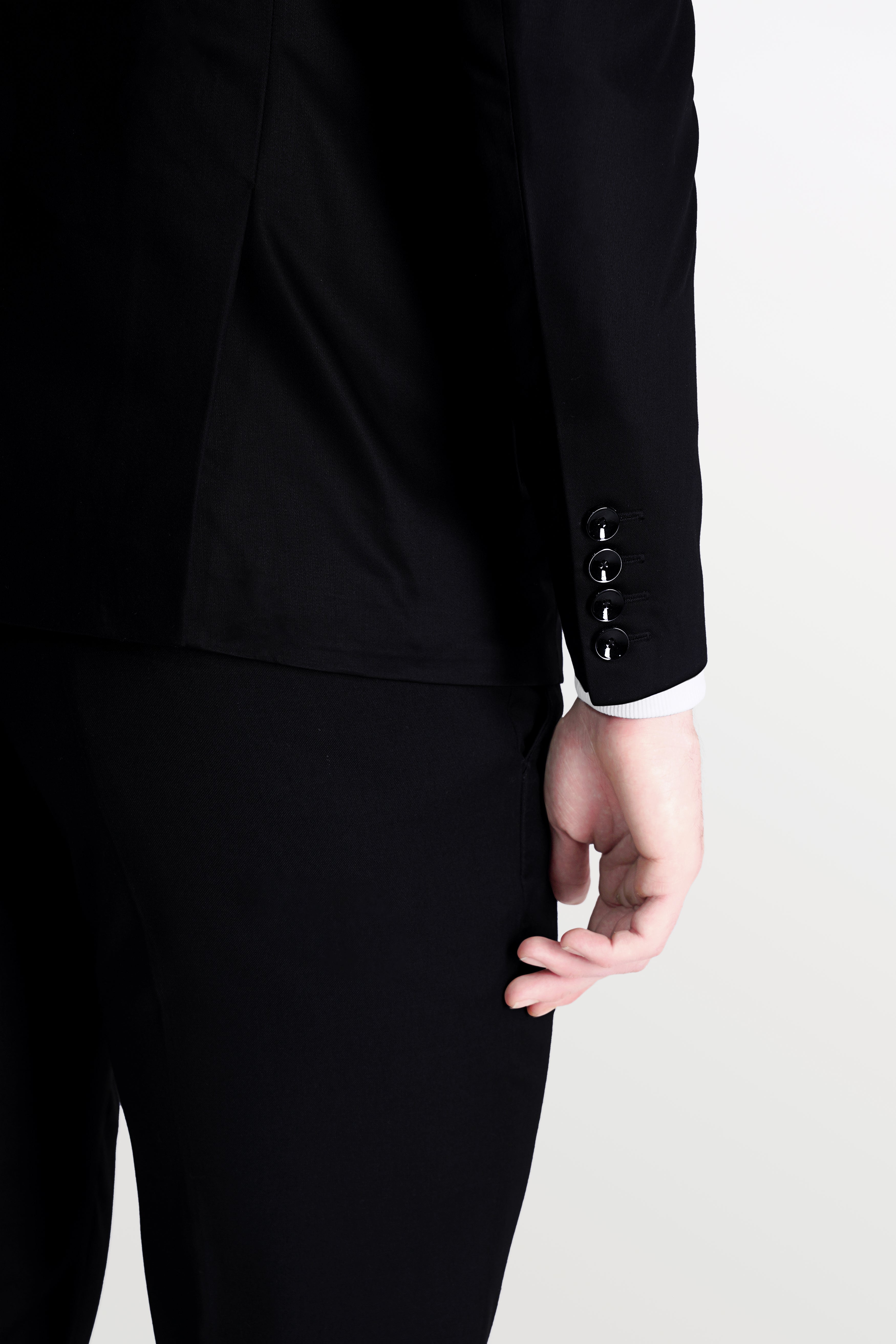 Jade Black Subtle Sheen Patch Pockets Sport Suit