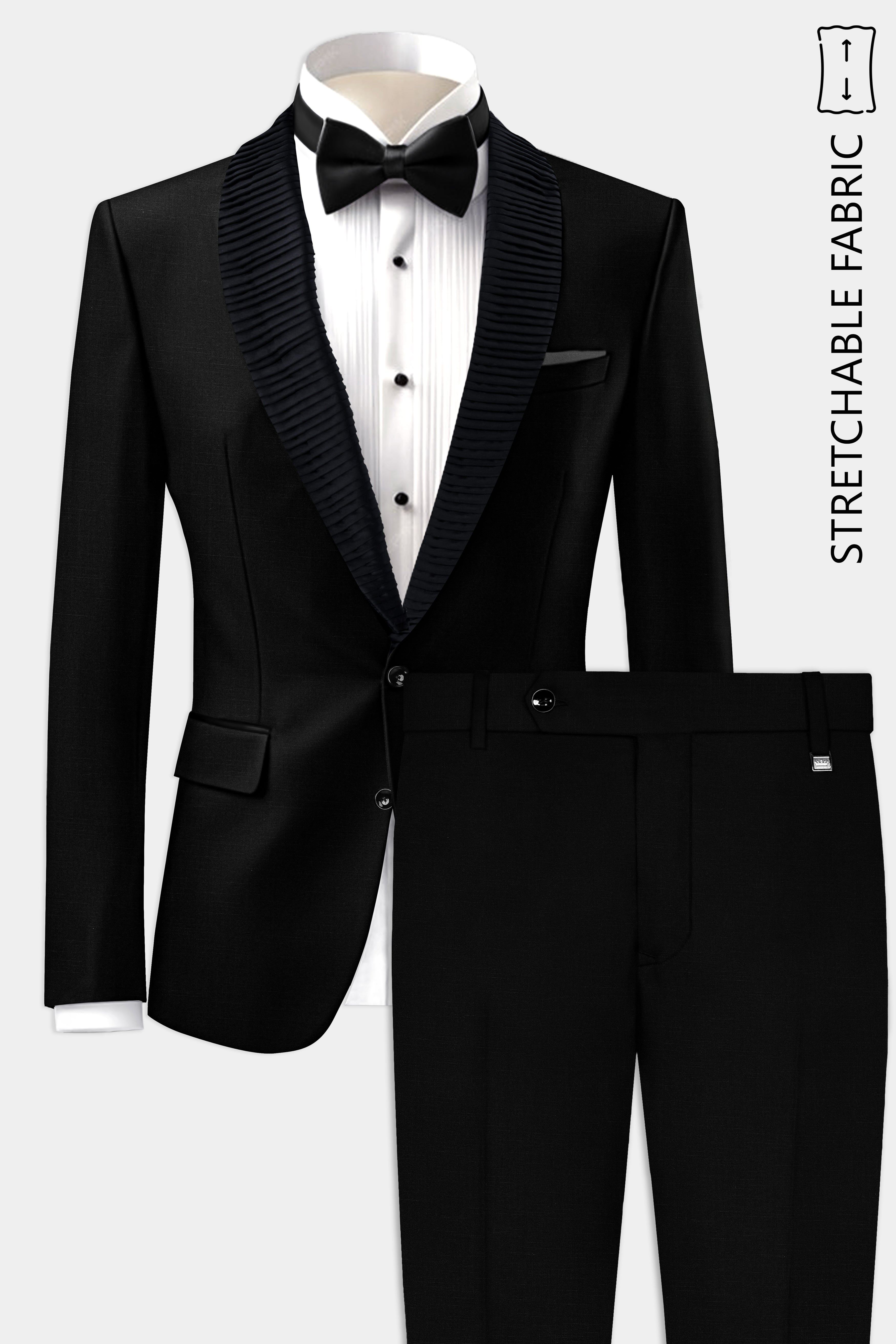 Jade Black Stretchable Designer Dinner Tuxedo Suit