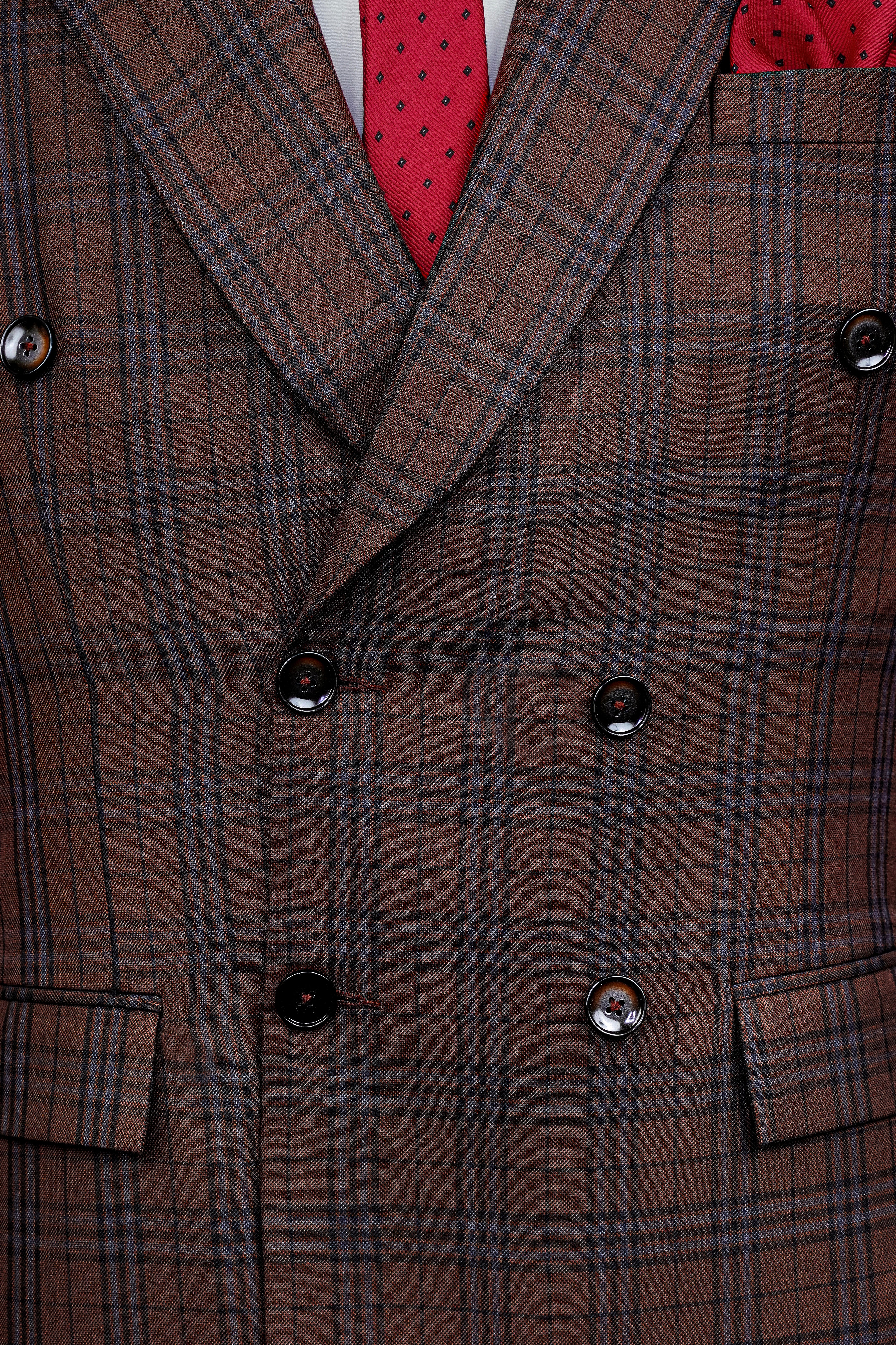 Gingerbread Plaid Wool blend Double-Brested Suit