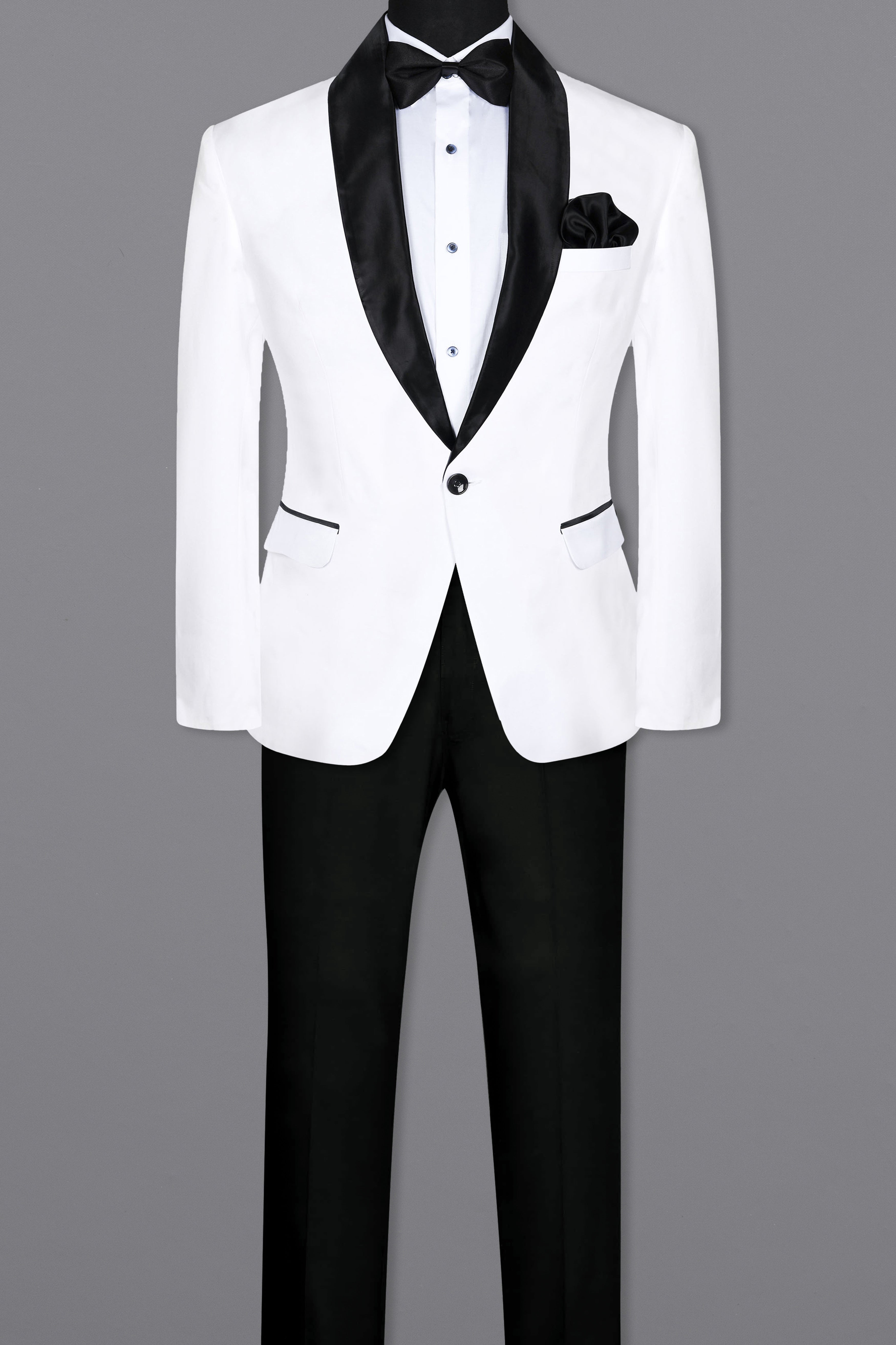 Bright White Subtle Sheen Tuxedo Suit