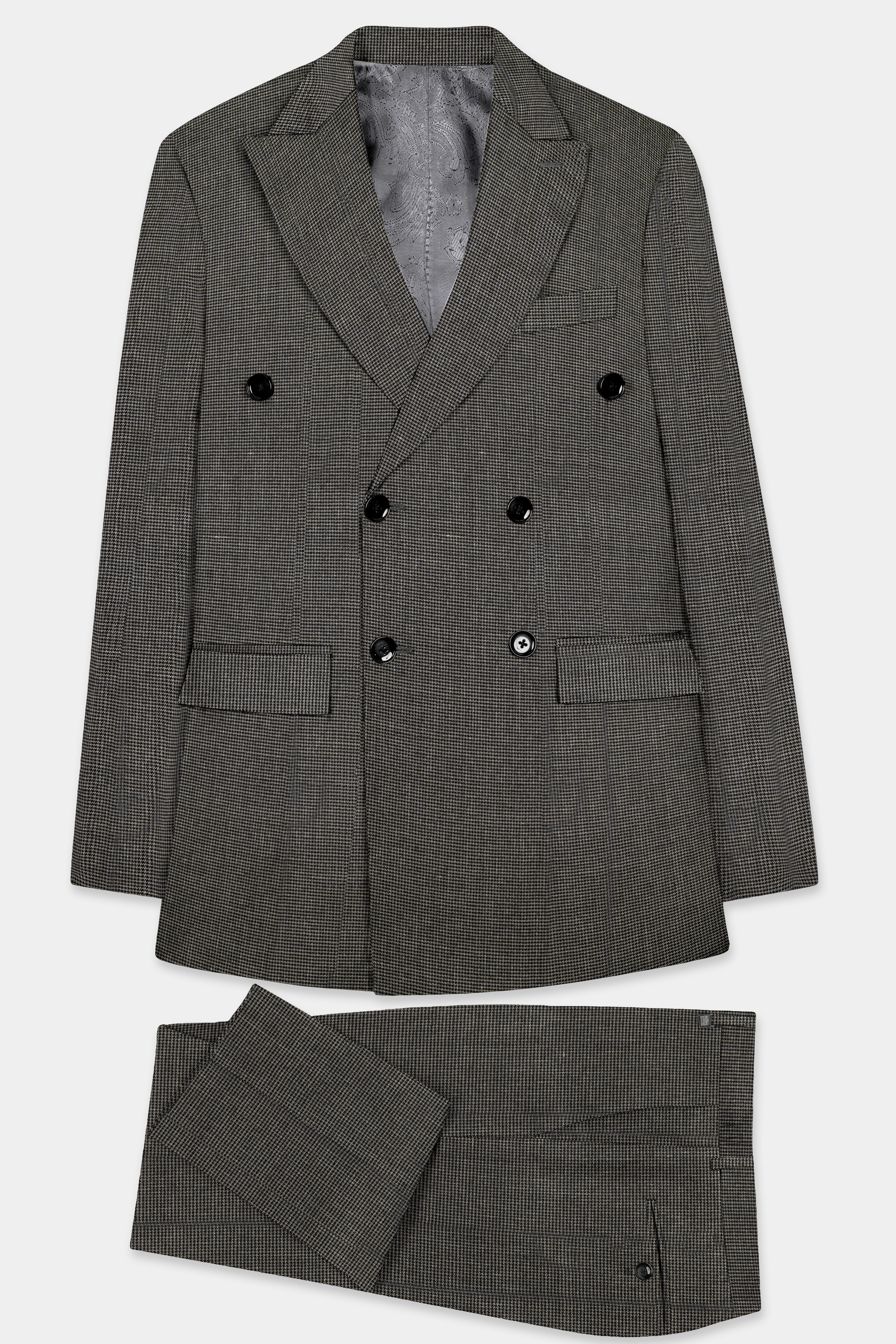 Iridium Gray Wool Rice Double Breasted Suit